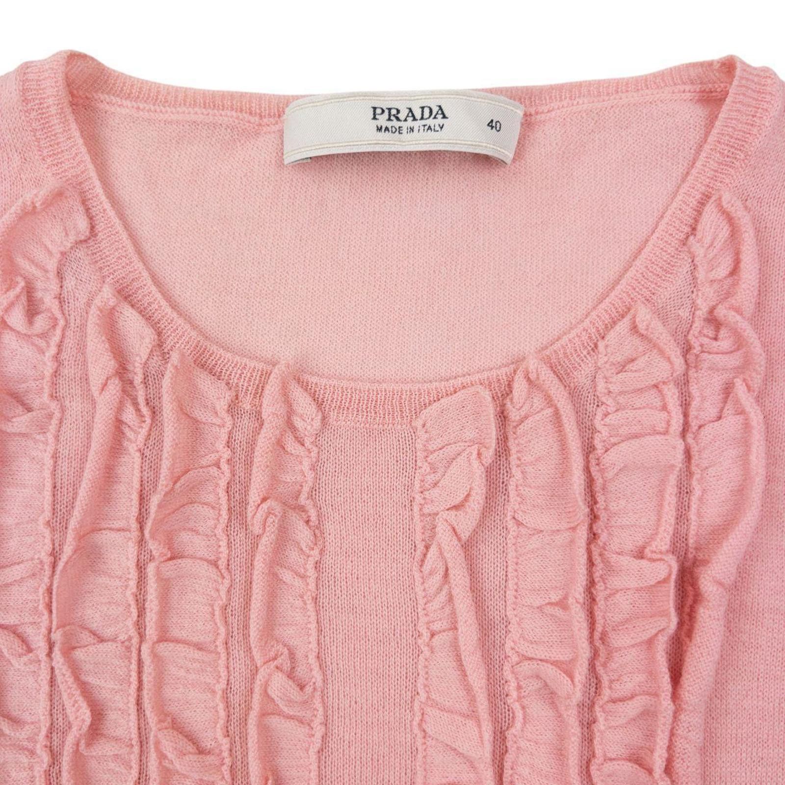 Prada Vintage 2000s Prada Lightweight Ruffle Knit Top Womens M Size M / US 6-8 / IT 42-44 - 4 Thumbnail