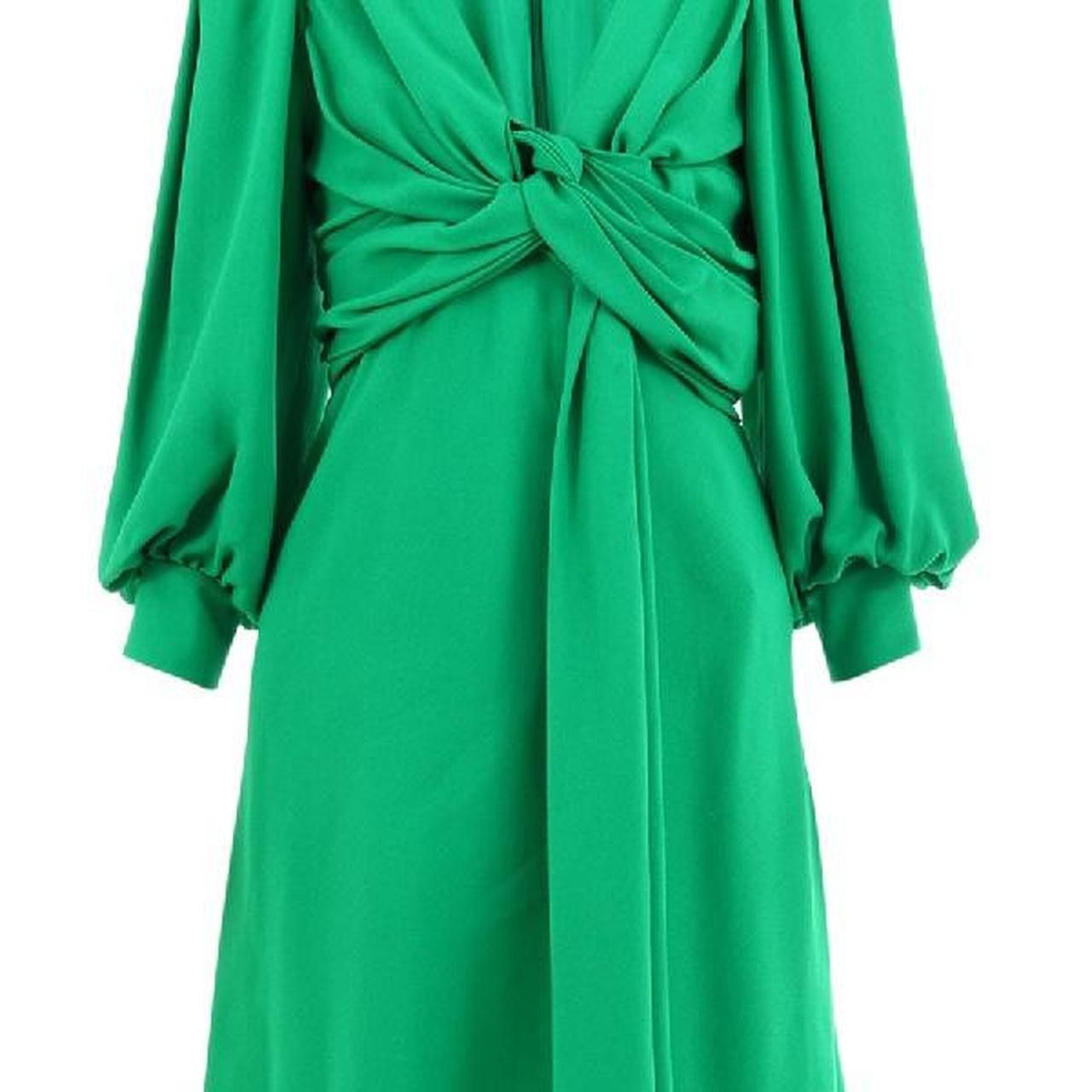 Celine o1y0725 Silk Mini Dress in Green Size M / US 6-8 / IT 42-44 - 3 Thumbnail