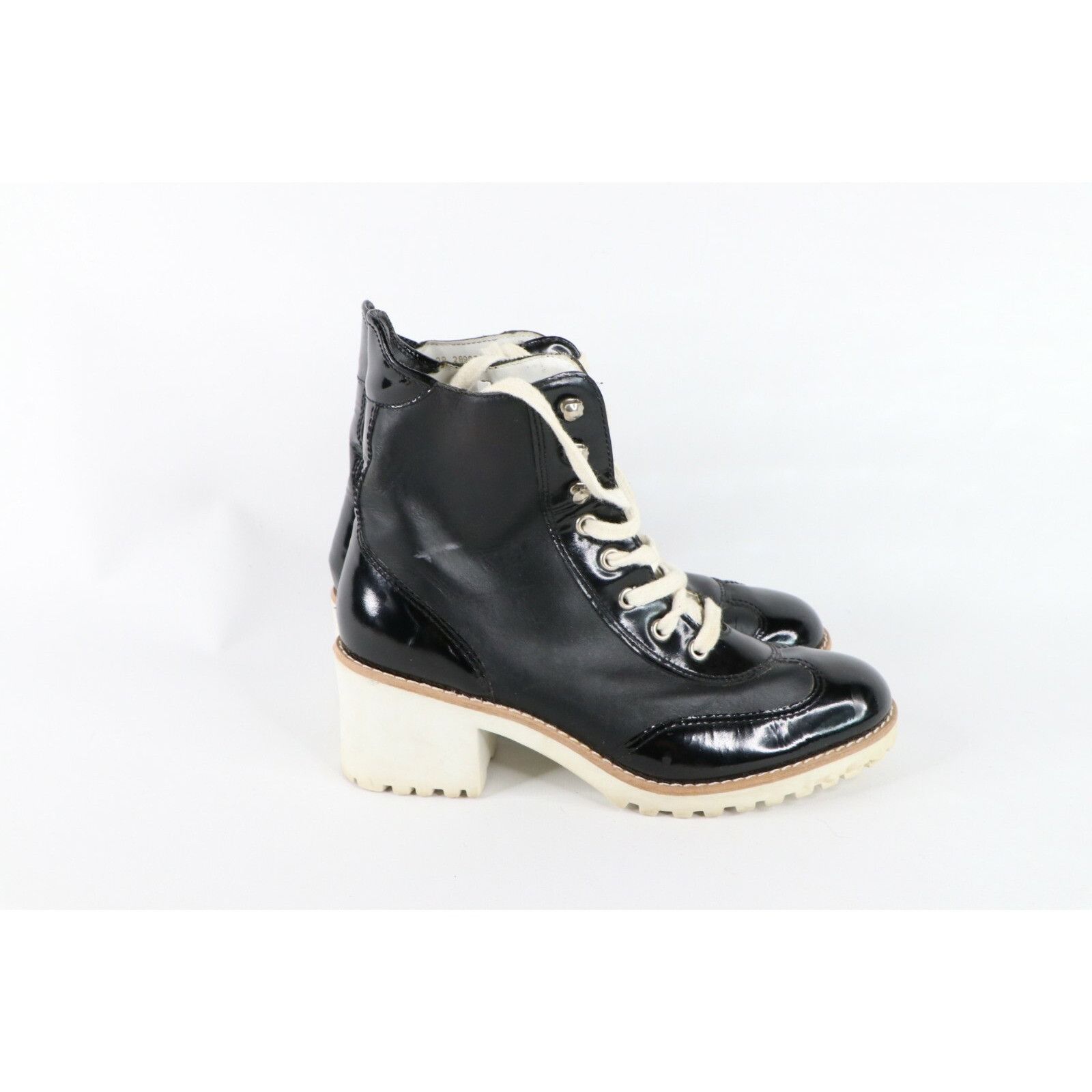 Vintage Vintage 90s Y2K Babydoll Patent Leather Heeled Combat Boots Size US 8 / IT 38 - 4 Thumbnail