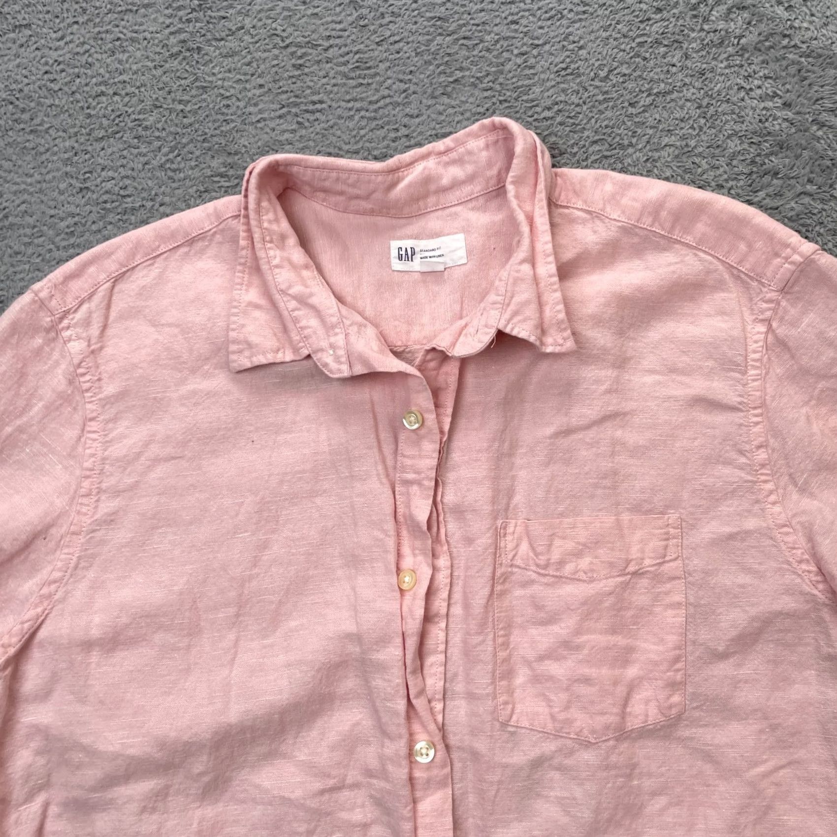 Gap Gap Shirt Mens Large Pink Linen Button Up Short Sleeve Collared Knit? Size US L / EU 52-54 / 3 - 5 Thumbnail
