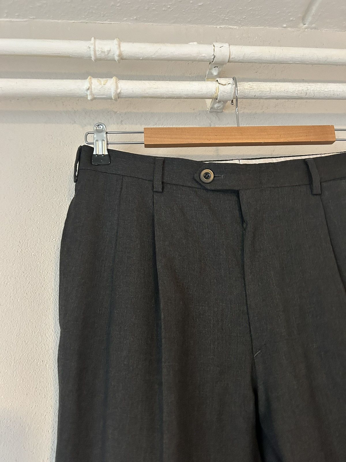 Brioni Grey Wool Pleat Pants Size US 33 - 2 Thumbnail