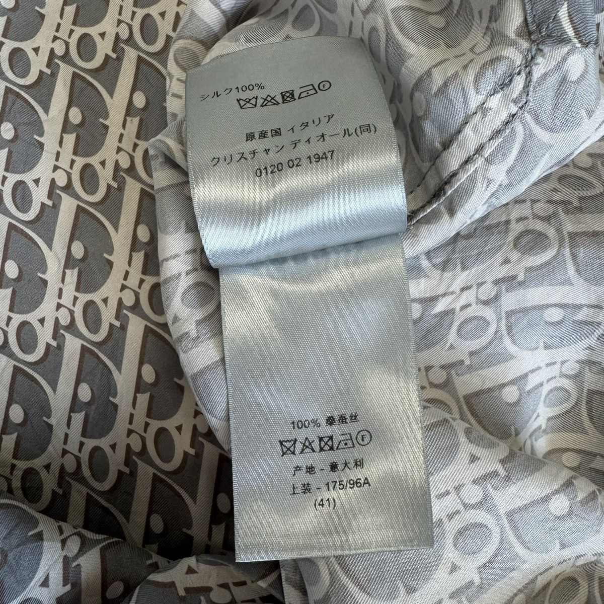 Dior Dior Oblique Silk Shirt Grey/White Size US L / EU 52-54 / 3 - 7 Thumbnail