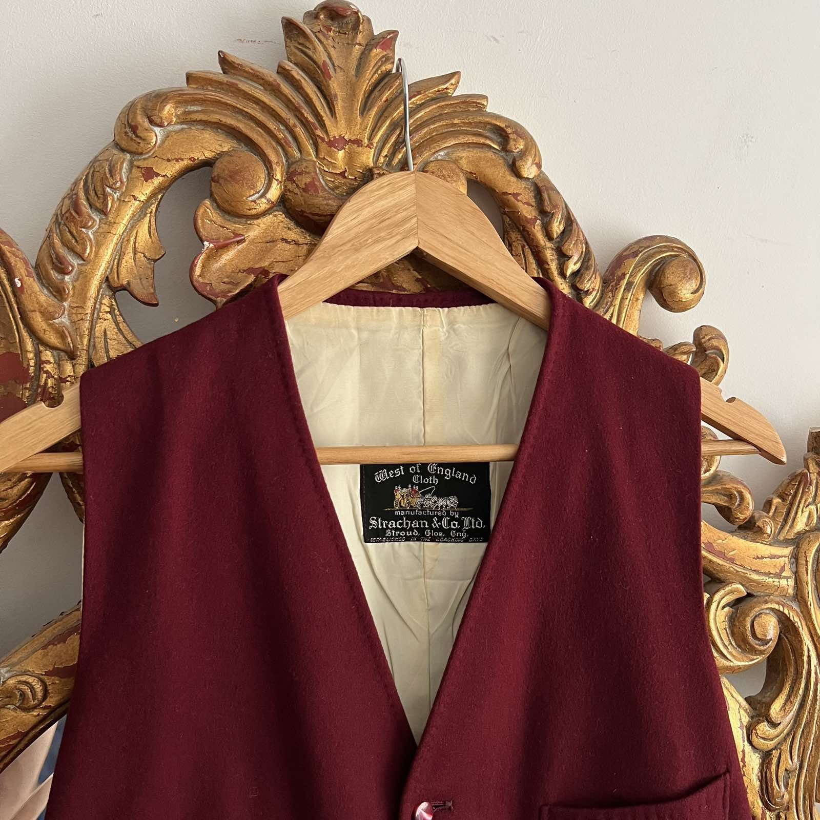 Vintage Antique Mens vintage Strachan Co Wool vest Waistcoat Sz M Size US M / EU 48-50 / 2 - 3 Thumbnail