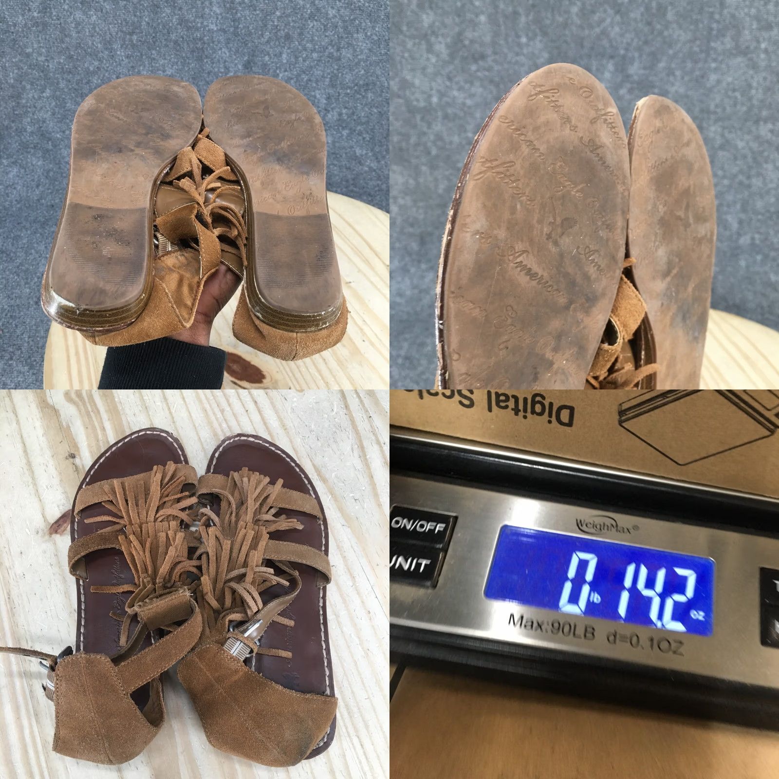 Vintage American Eagle Sandals Womens 8 Thong Brown Suede Fringe Flats Casual Open Toe Mens Womens Girls Boys Size US 8 / IT 38 - 9 Thumbnail