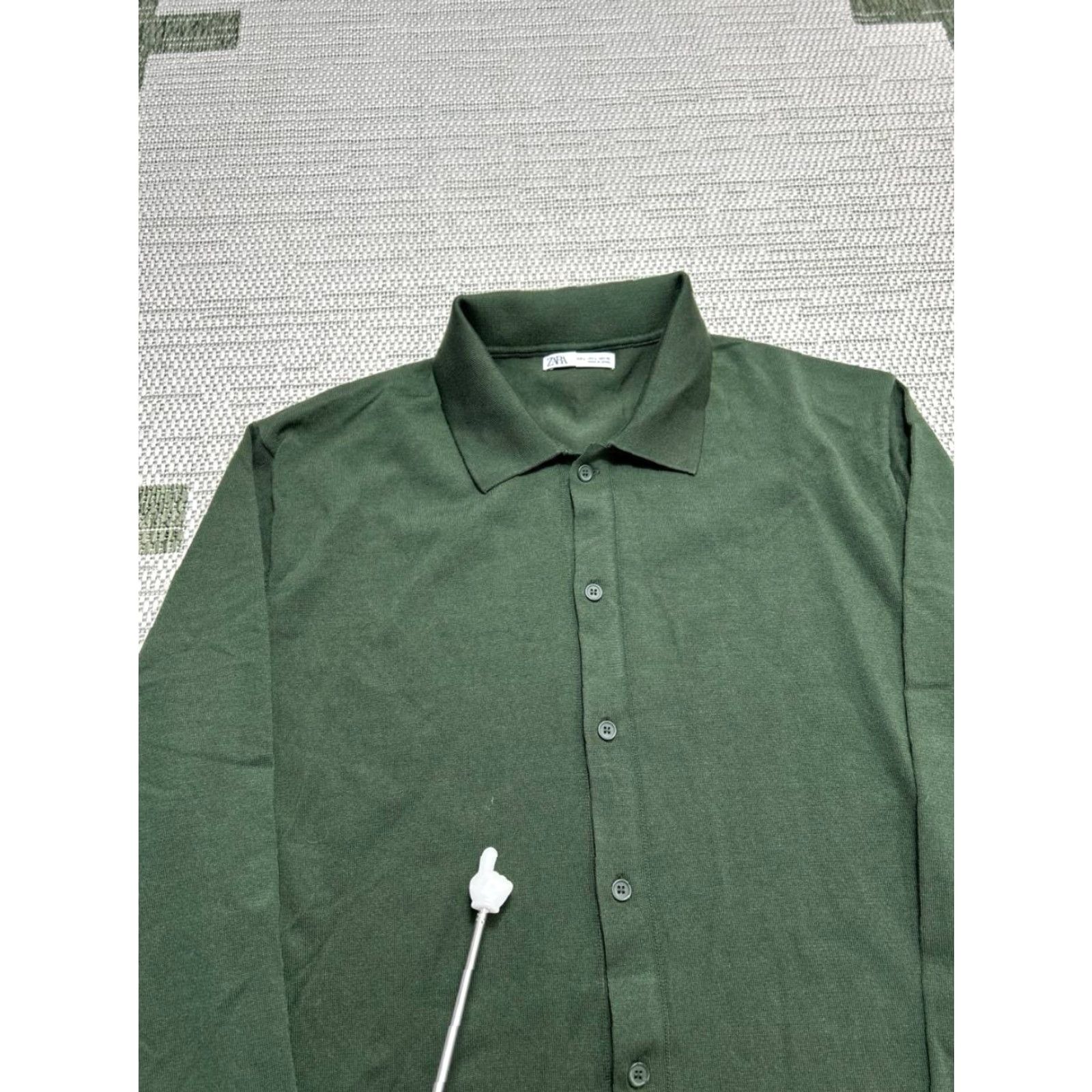 Zara Zara Shirt Mens Large Green Knit Button-Up Casual Workwear Modern Classic Preppy Size US L / EU 52-54 / 3 - 4 Thumbnail