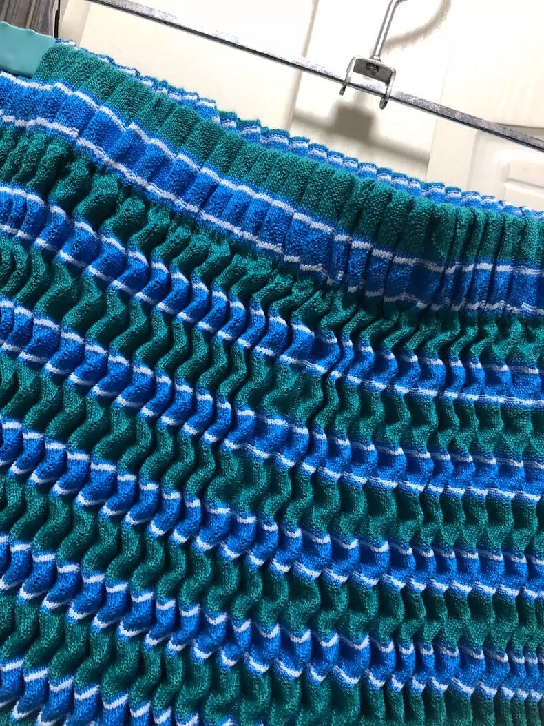 Issey Miyake Issey Miyake Blue and green patchwork sponge knitted semi- Size 31" - 5 Thumbnail