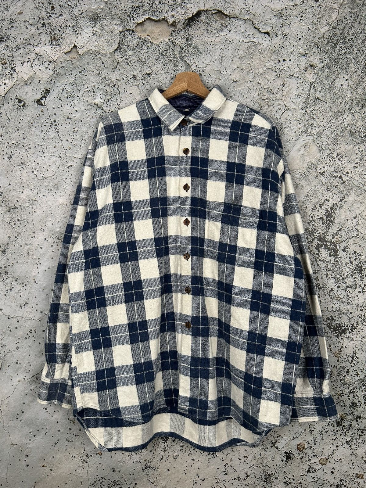 Flannel Vintage Flannel Shirt Blue White 90s Workwear Overshirt Size US XL / EU 56 / 4 - 1 Thumbnail