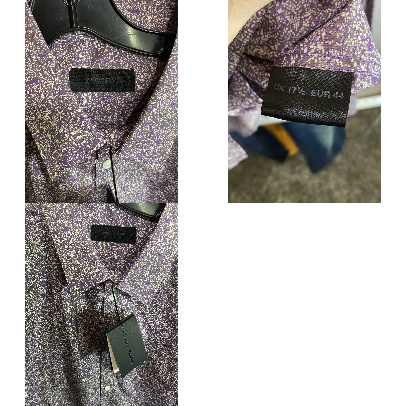 Nicole Farhi Nicole Farhi Shirt XL Long Sleeve Plum Floral NWT Mens 17.5 x 35/36 Extra Large Button-Up Size US XL / EU 56 / 4 - 9 Thumbnail