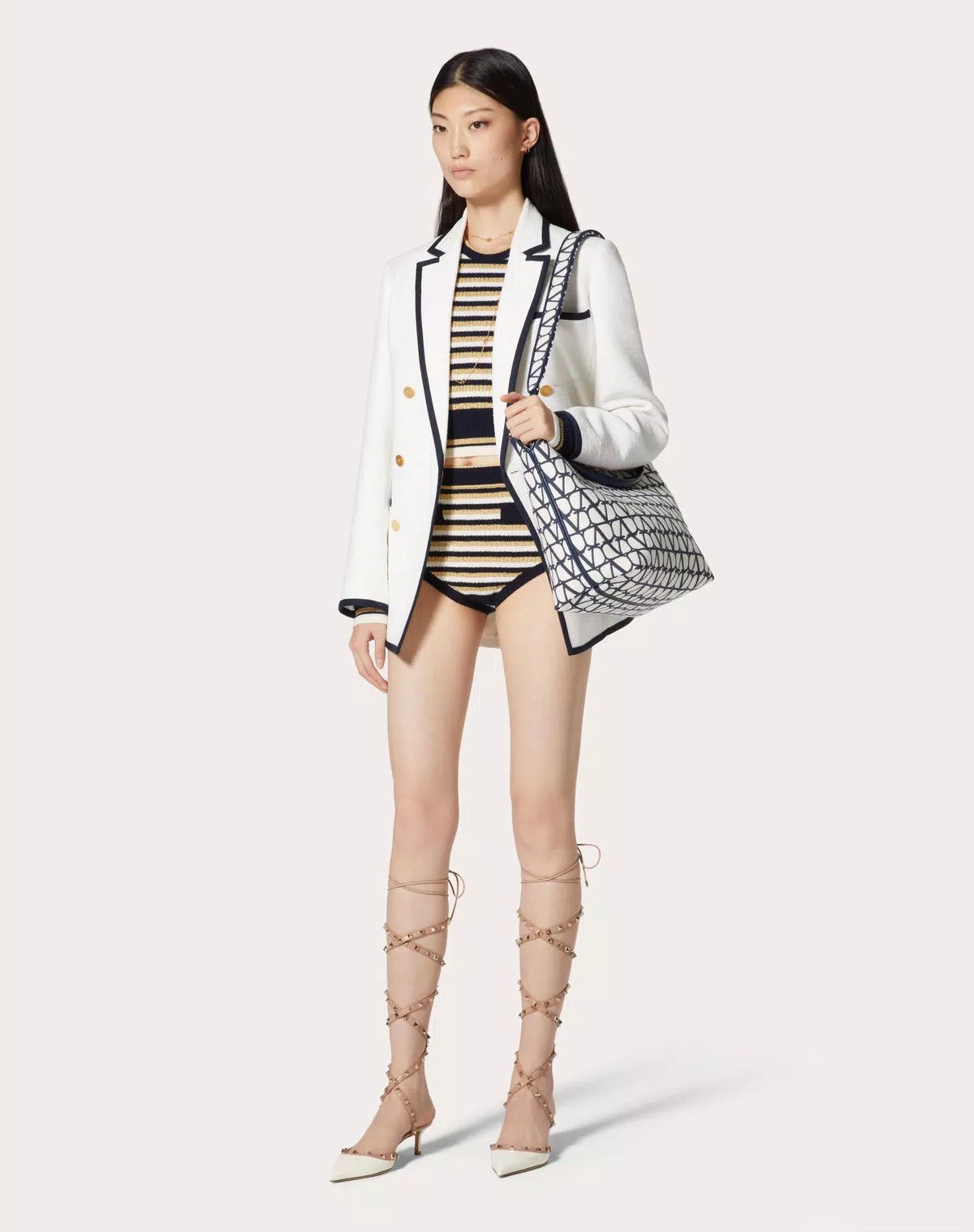 Valentino o1s1wg110625 Wool And Lurex Shorts in Multicolor Size 27" / US 4 / IT 40 - 3 Thumbnail