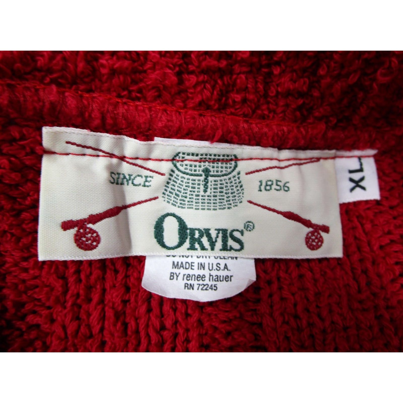Orvis VINTAGE Orvis Cardigan Sweater Womens XL Red Button Front Rib Knit Made USA Size XL / US 12-14 / IT 48-50 - 2 Thumbnail