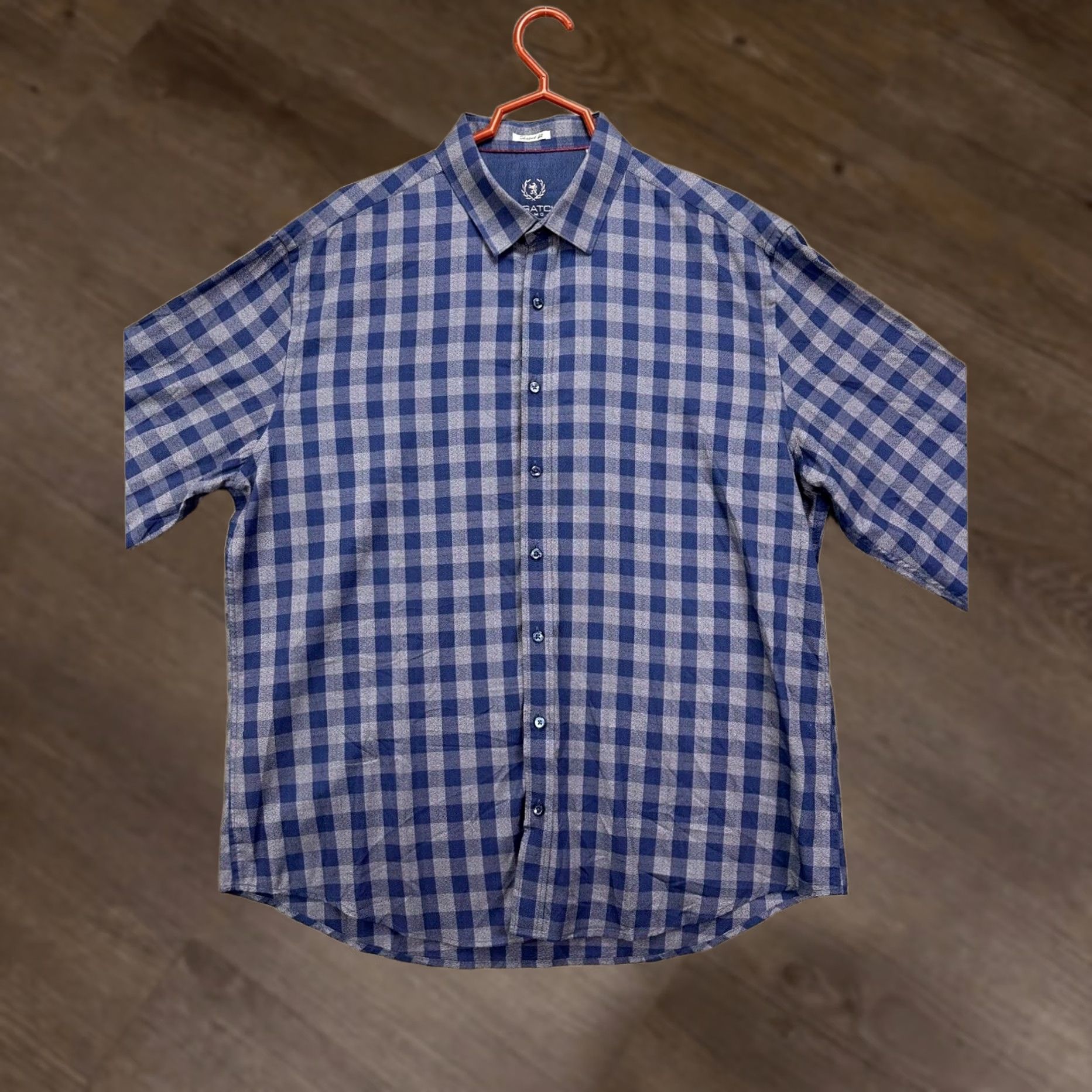 BUGATCHI Bugatchi Uomo Shirt Adult 2XL Blue Plaid Button-Down Cotton Mens Shirt 2XL Blue Gray Plaid Shaped Fit Button Down Mens Size US XXL / EU 58 / 5 - 1 Thumbnail