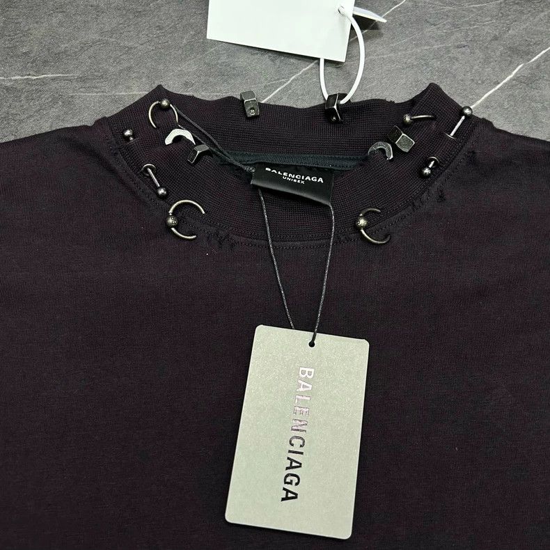 Balenciaga Balenciaga Washed Black Perforated Iron Sheet Short Sleeve Size US S / EU 44-46 / 1 - 4 Thumbnail