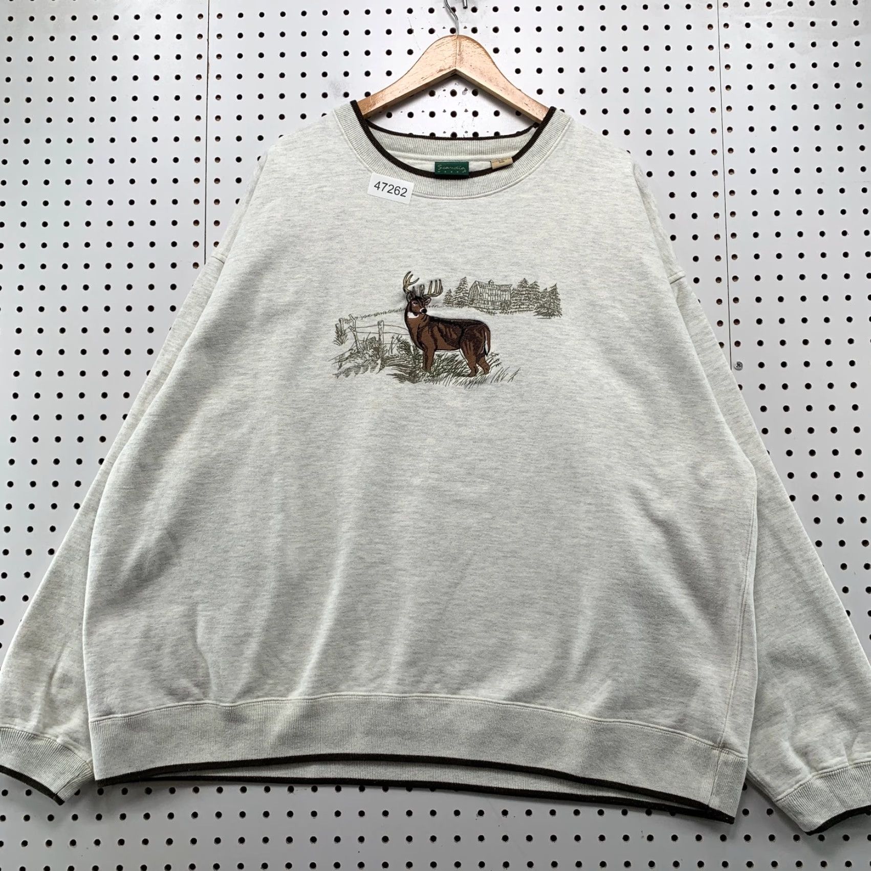 Vintage VINTAGE Scandia Woods Deer Sweatshirt Mens 3XL Gray Embroidered Fleece Outdoor Size US XXL / EU 58 / 5 - 2 Thumbnail