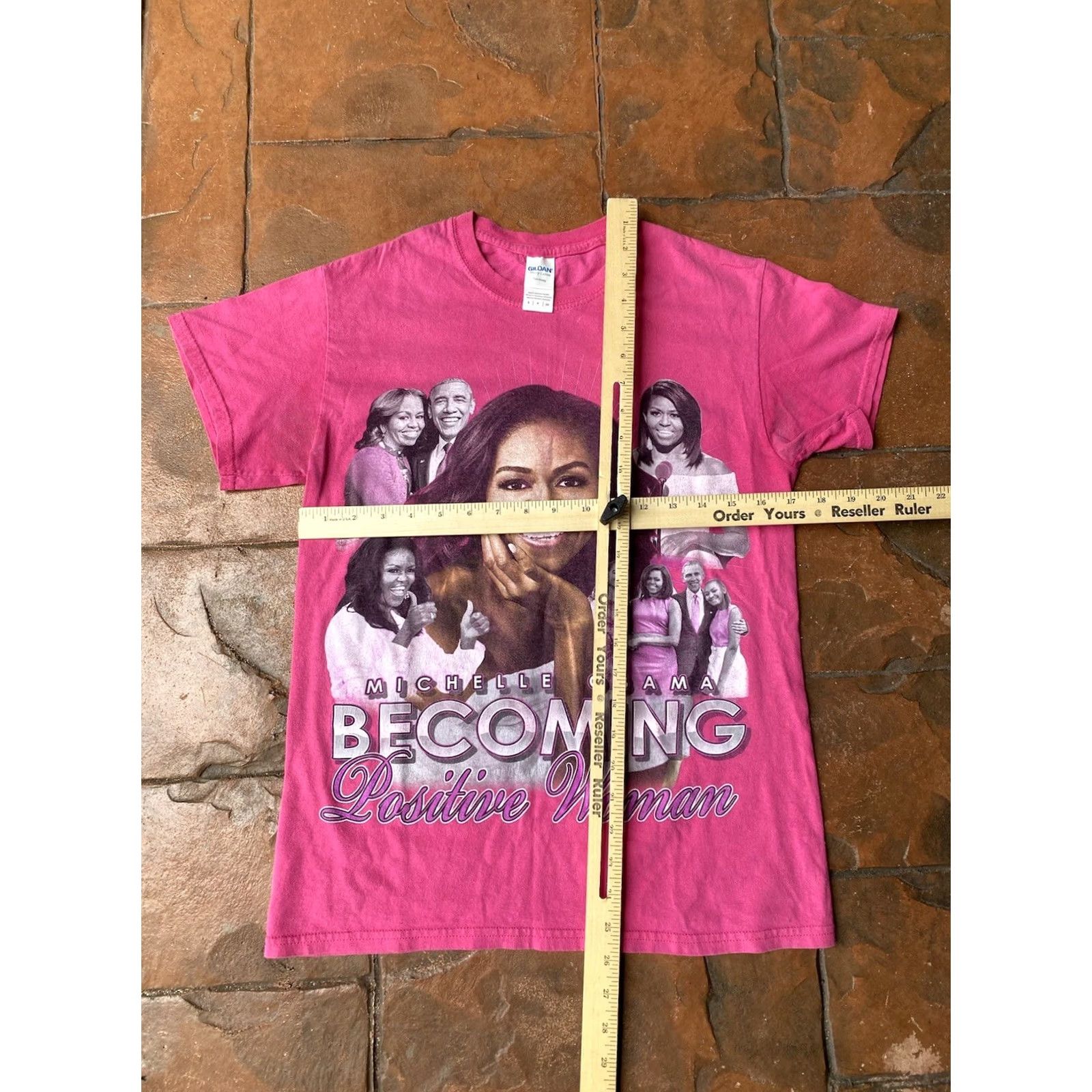 Gildan VINTAGE Michelle Obama Positive Women Rap Tee Shirt Small Pink T-Shirt Short Sleeve Cotton Gildan Crew Neck Women Men USA History Y2K Size S / US 4 / IT 40 - 6 Thumbnail