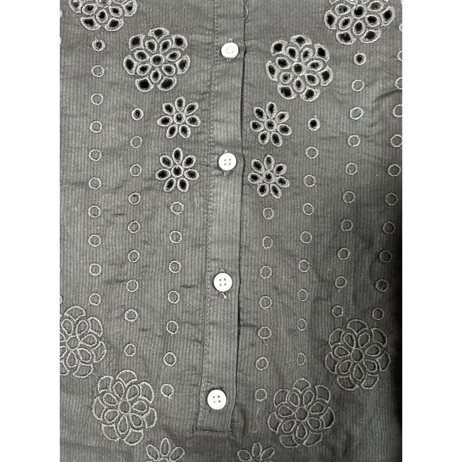 J.Crew J.Crew Blouse Shirt Womens Ruffle-Sleeve Embroidered Eyelet Black Large L AR971 New Size L / US 10 / IT 46 - 2 Thumbnail