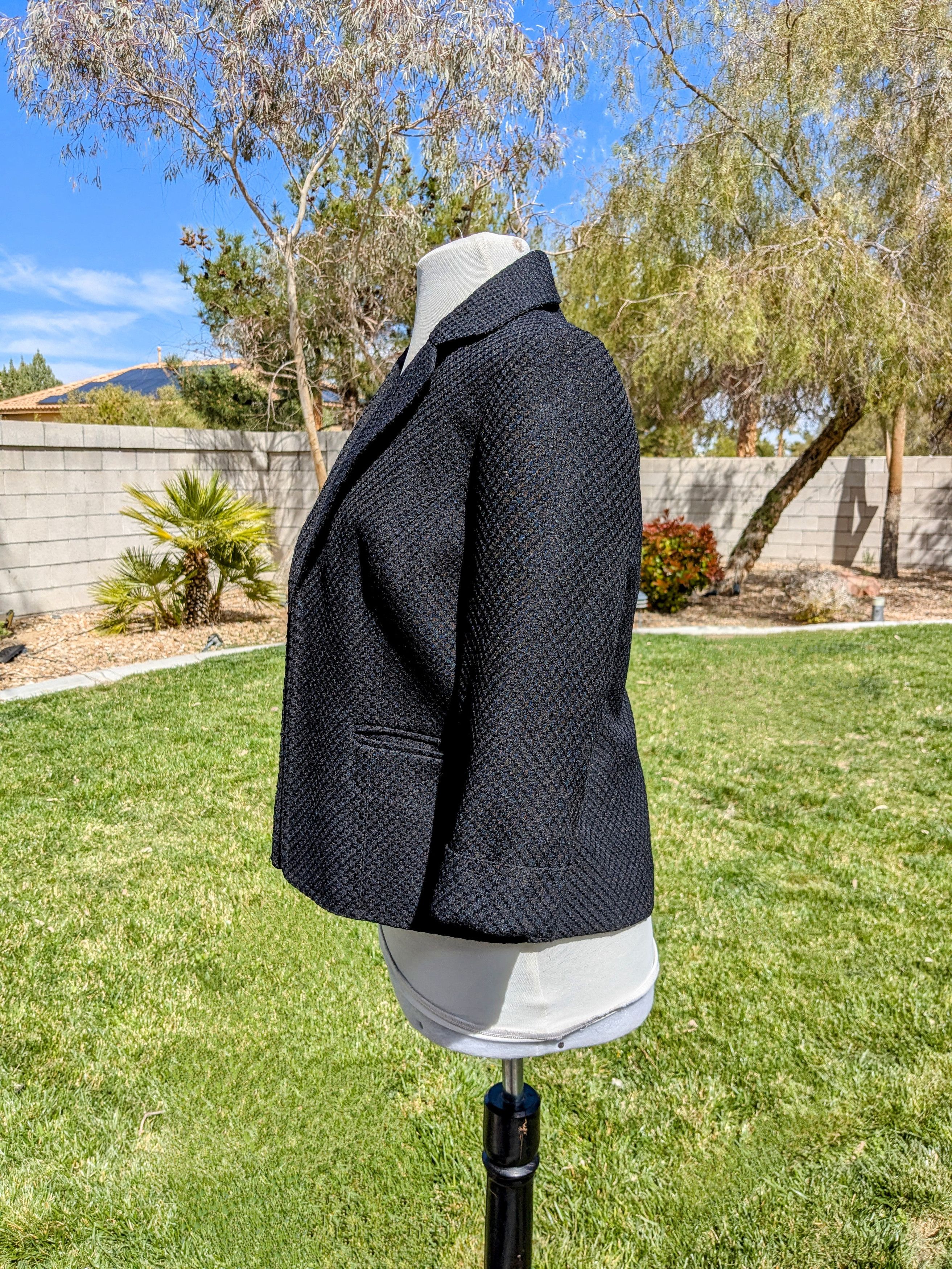 Designer Retro First Option Textured Diamond Weave Short Coat Jacket Size S / US 4 / IT 40 - 2 Thumbnail