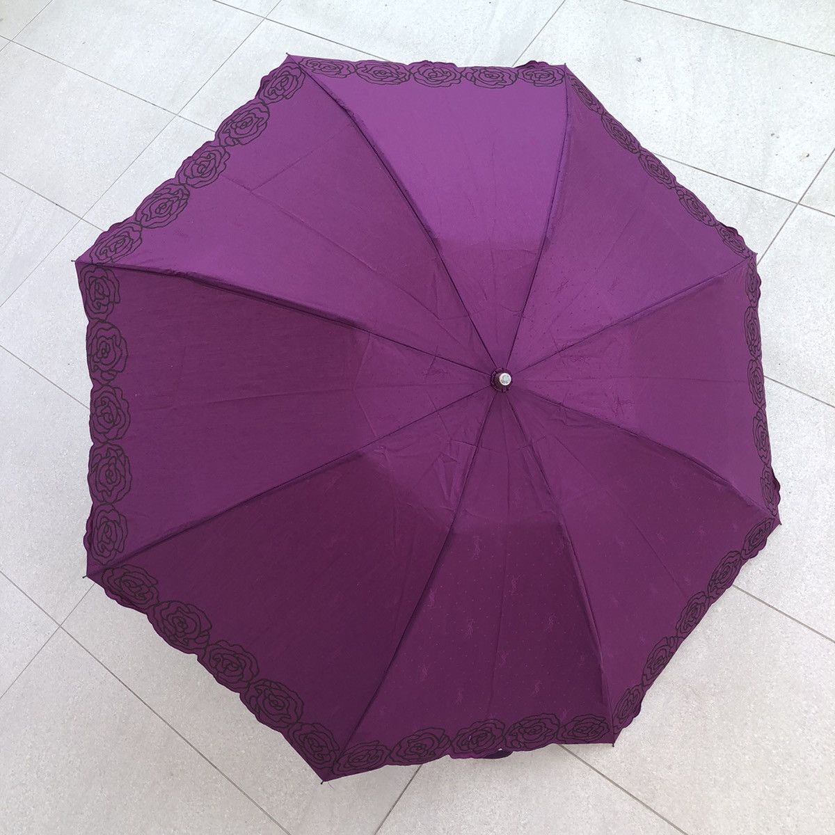 Yves Saint Laurent Saint Laurent Rose Pattern Folding Parasol Monogram YSL Size ONE SIZE - 3 Thumbnail