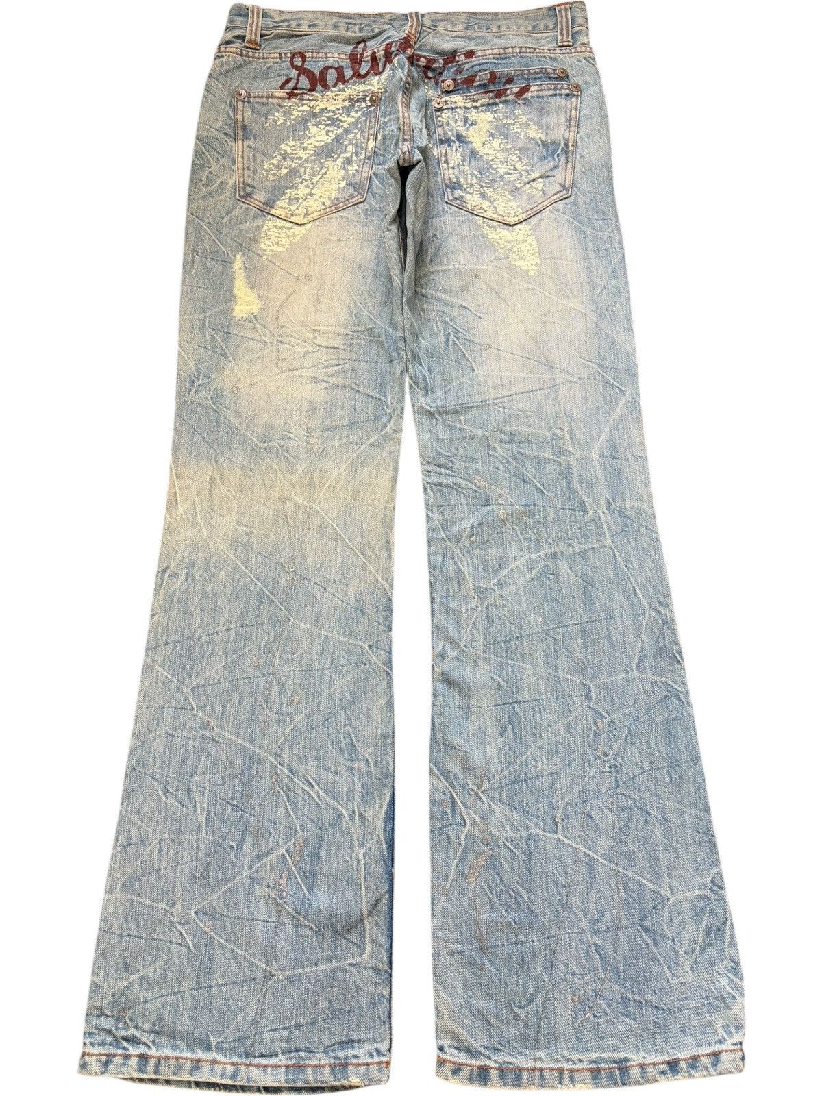 If Six Was Nine Vintage Nylaus Painted Splattered Distress Flare Jeans Size US 31 - 2 Thumbnail