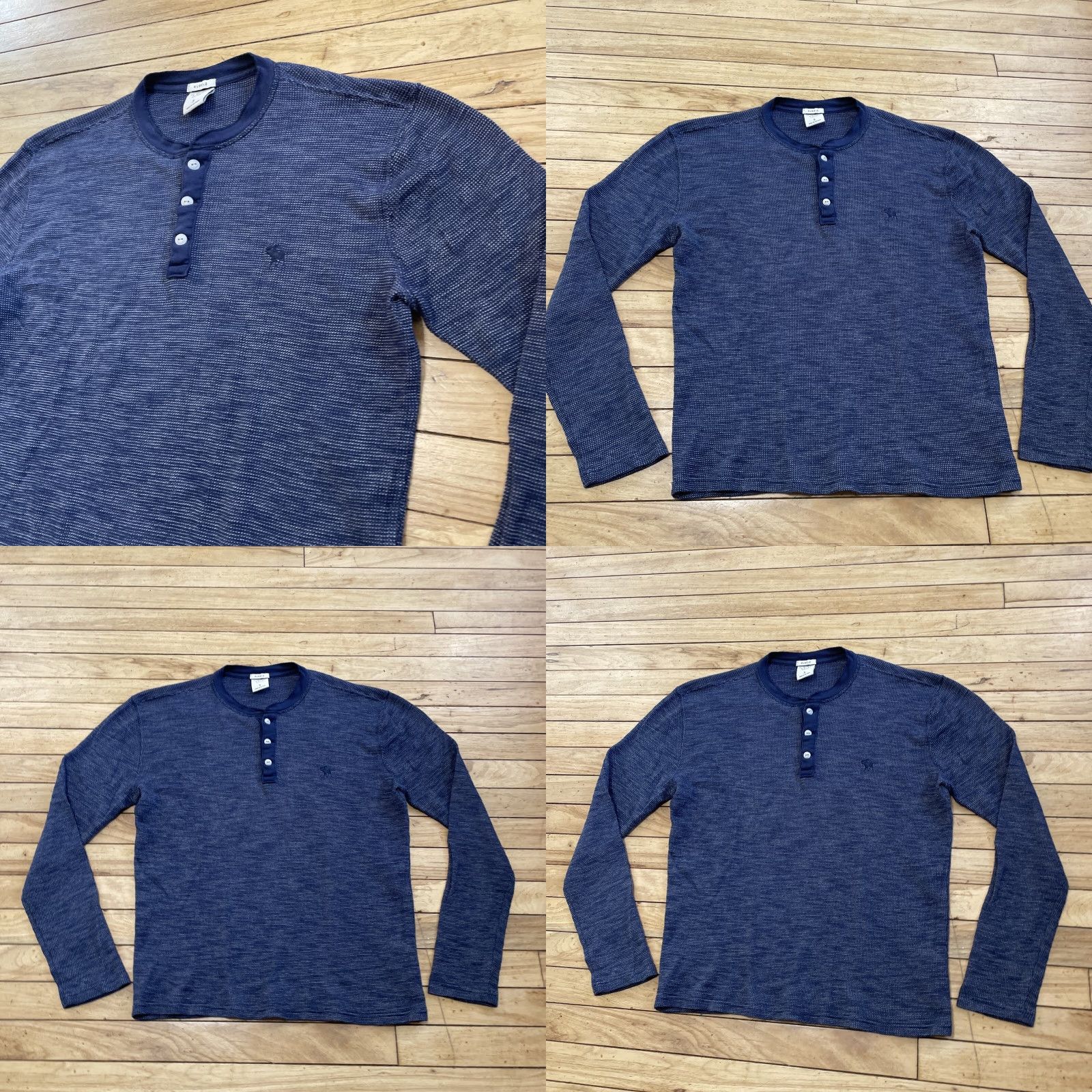 Abercrombie & Fitch VINTAGE Abercrombie & Fitch Thermal Henley Shirt Men S Blue Pique Knit Moose Logo Embroidered Size US S / EU 44-46 / 1 - 11 Thumbnail