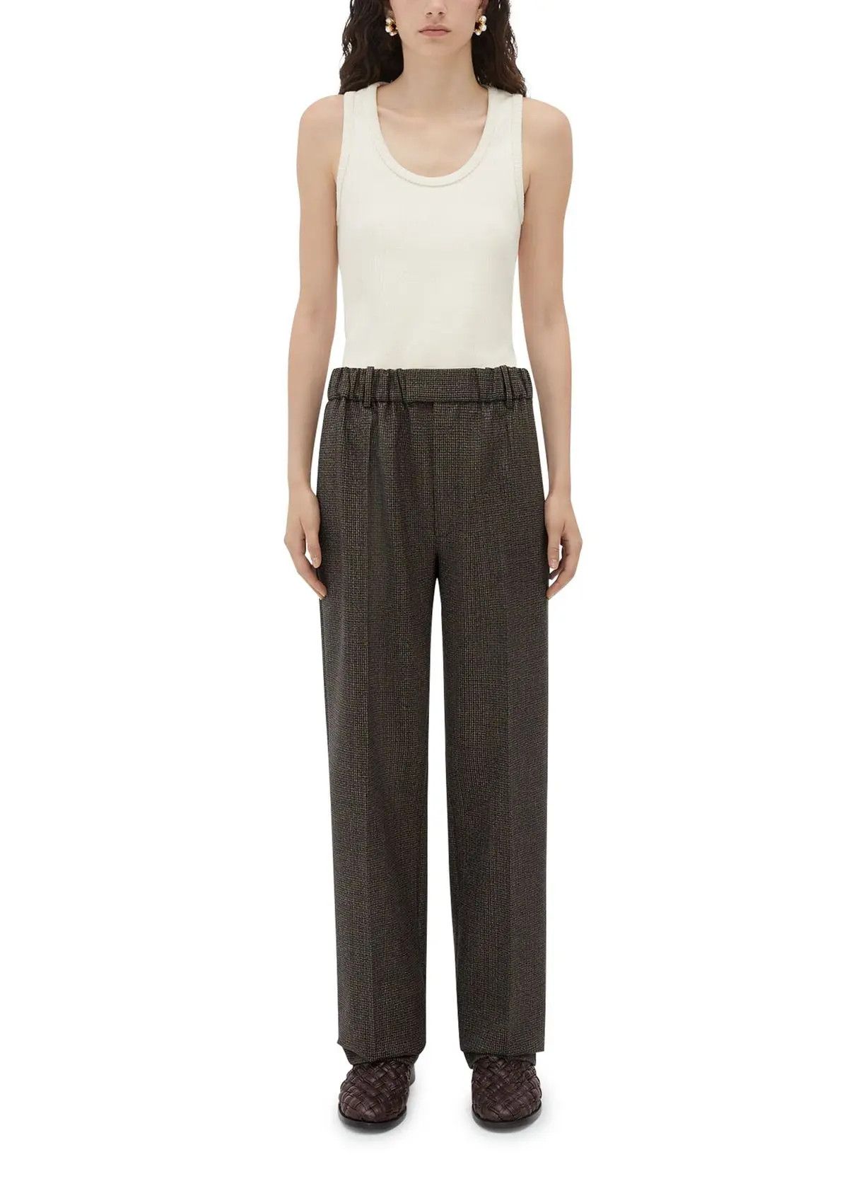 Bottega Veneta o1bcso1str0225 Houndstooth Wool Trouser in Brown Size 30" / US 8 / IT 44 - 2 Thumbnail