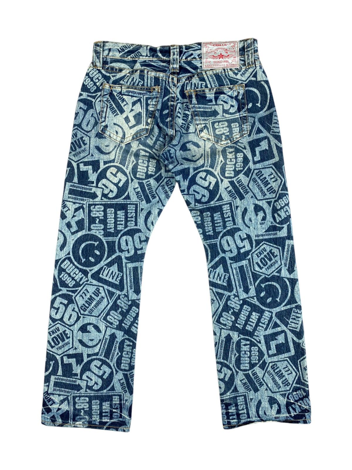Japanese Brand Y2K 2000’s CO&LU “Stamp Print” Denim Size US 32 / EU 48 - 9 Thumbnail