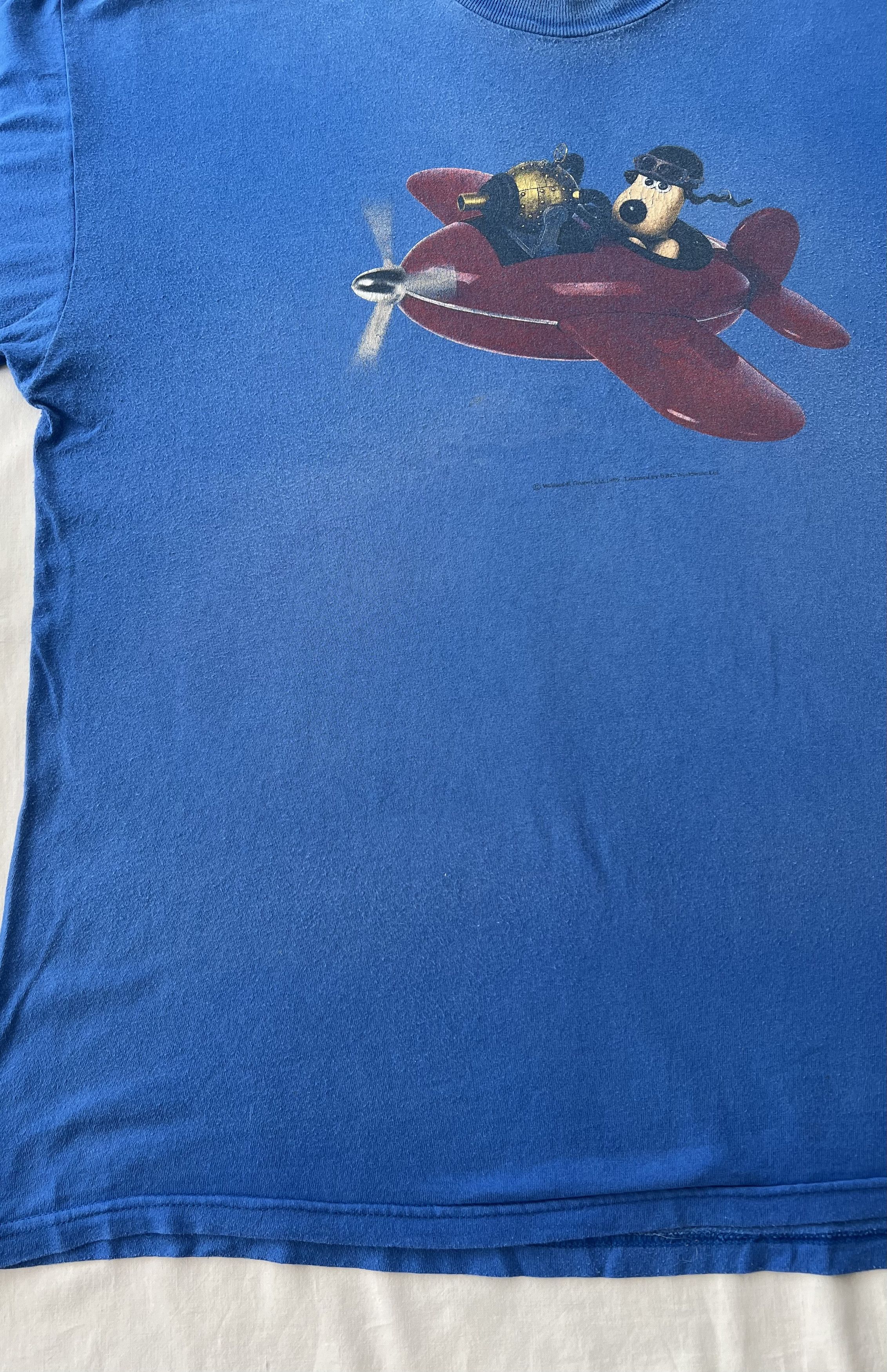Cartoon Network Vintage 1989 Wallace and Gromit Cartoon Blue T-shirt Size US XL / EU 56 / 4 - 8 Thumbnail