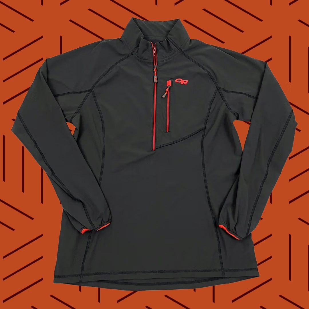 Outdoor Research VINTAGE? No. Outdoor Research Ferrosi Windshirt Jacket Womens L Gray Nylon Hiking 1/2 Zip L/S Size L / US 10 / IT 46 - 1 Thumbnail