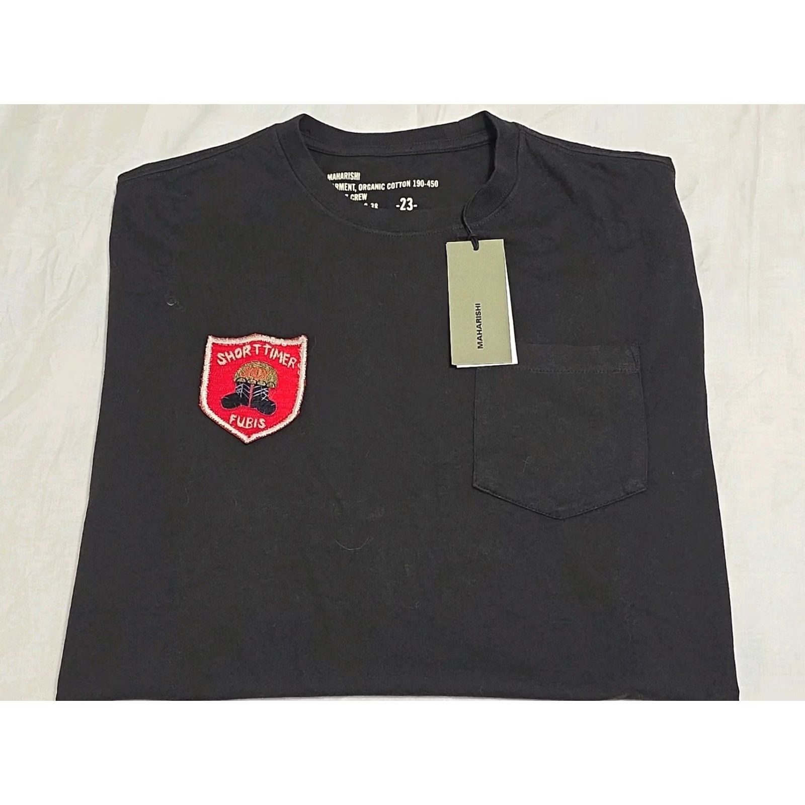 Maharishi T-Shirt Adult Medium Black Short Sleeve Embroidered Patch Pocket 90s Streetwear Designer Japan Art Classic Unisex Adults New, Men's — image 2 of 6