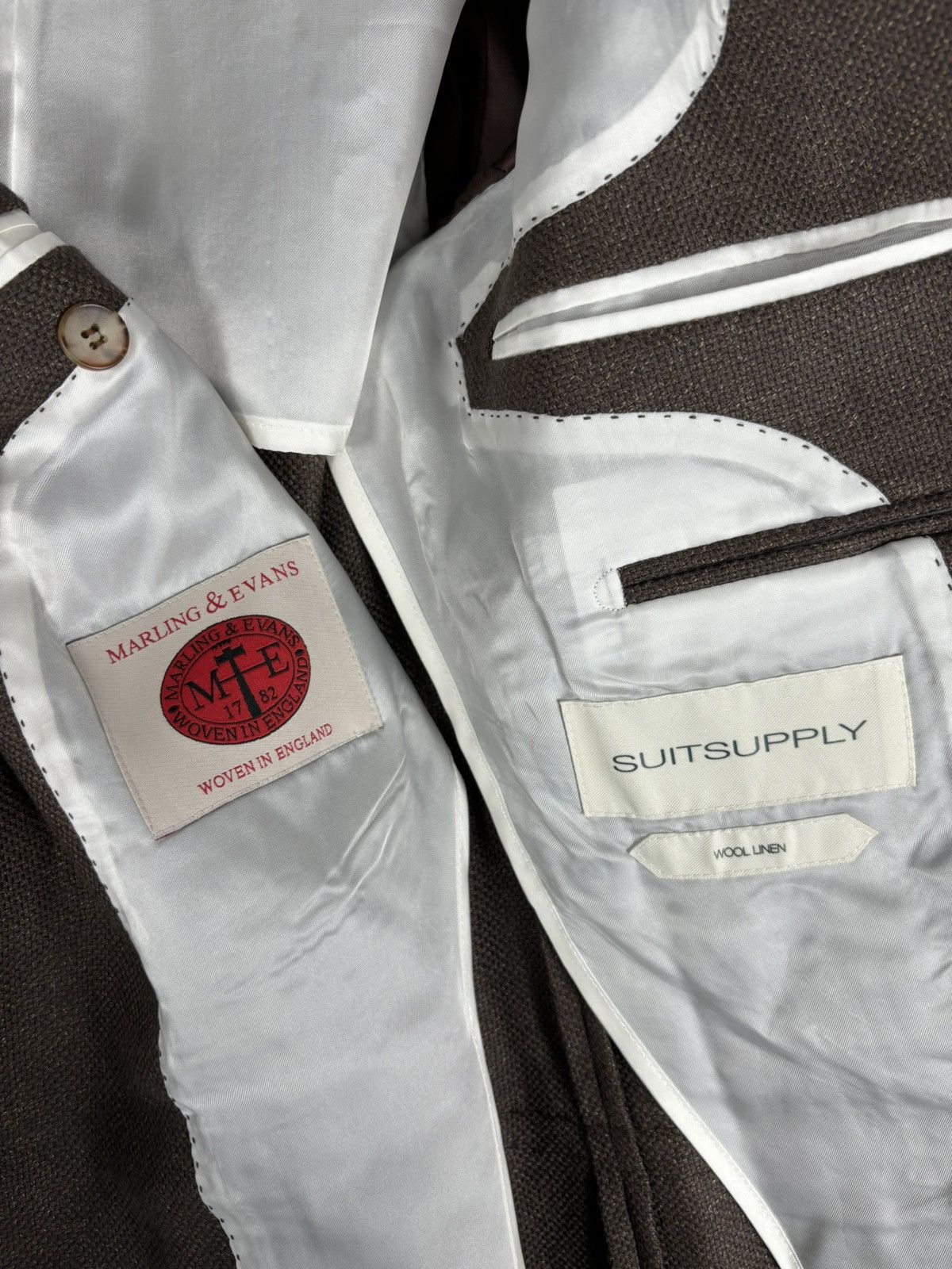 Suitsupply Marling Evans Havana Patch-HL Linen-Wool Casual Sport Blazer Coat Jacket Size 48S - 8 Thumbnail
