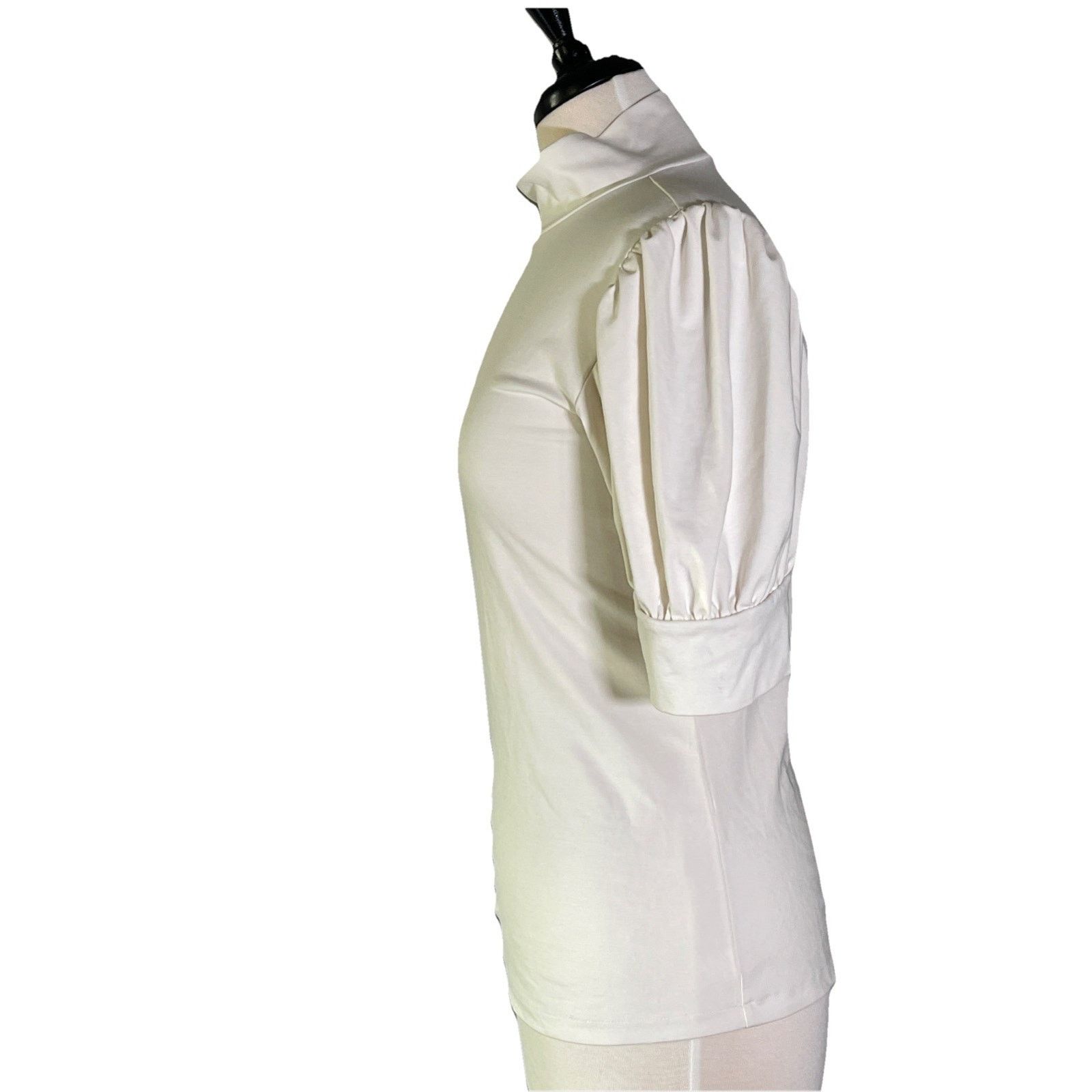 Ann Taylor Ann Taylor Mock Turtleneck Puff Sleeves Heavy Spandex Top Size S / US 4 / IT 40 - 3 Thumbnail