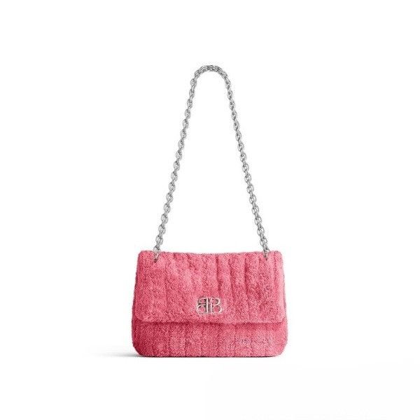 Balenciaga O1Mt1Gz0425 Size: Os / Monaco Mini Bag Quilted Towel Fabric in Pink, Women's