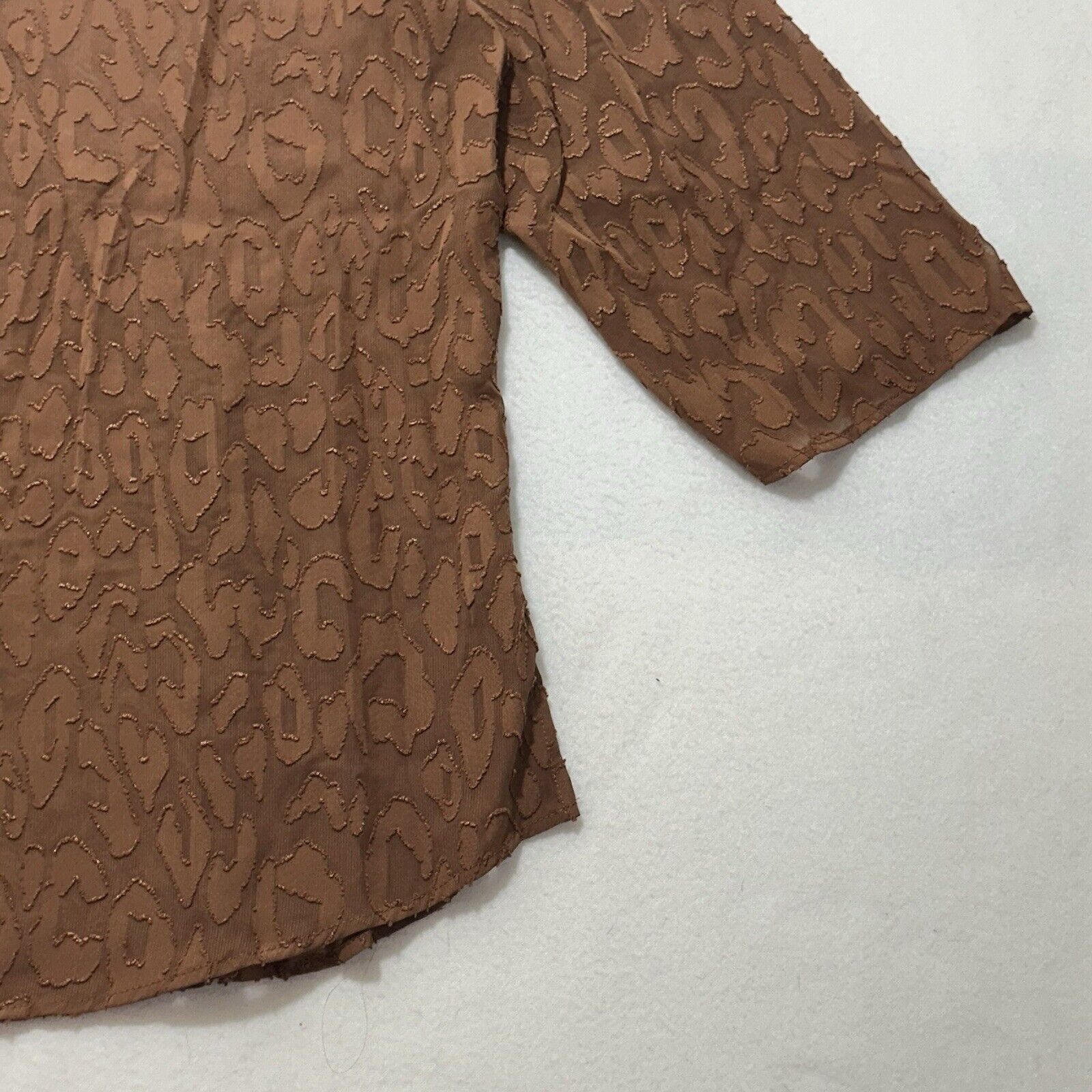 Chicos Chicos Large Brown Animal Print 3/4 Sleeve Sheer Blouse Size L / US 10 / IT 46 - 16 Thumbnail