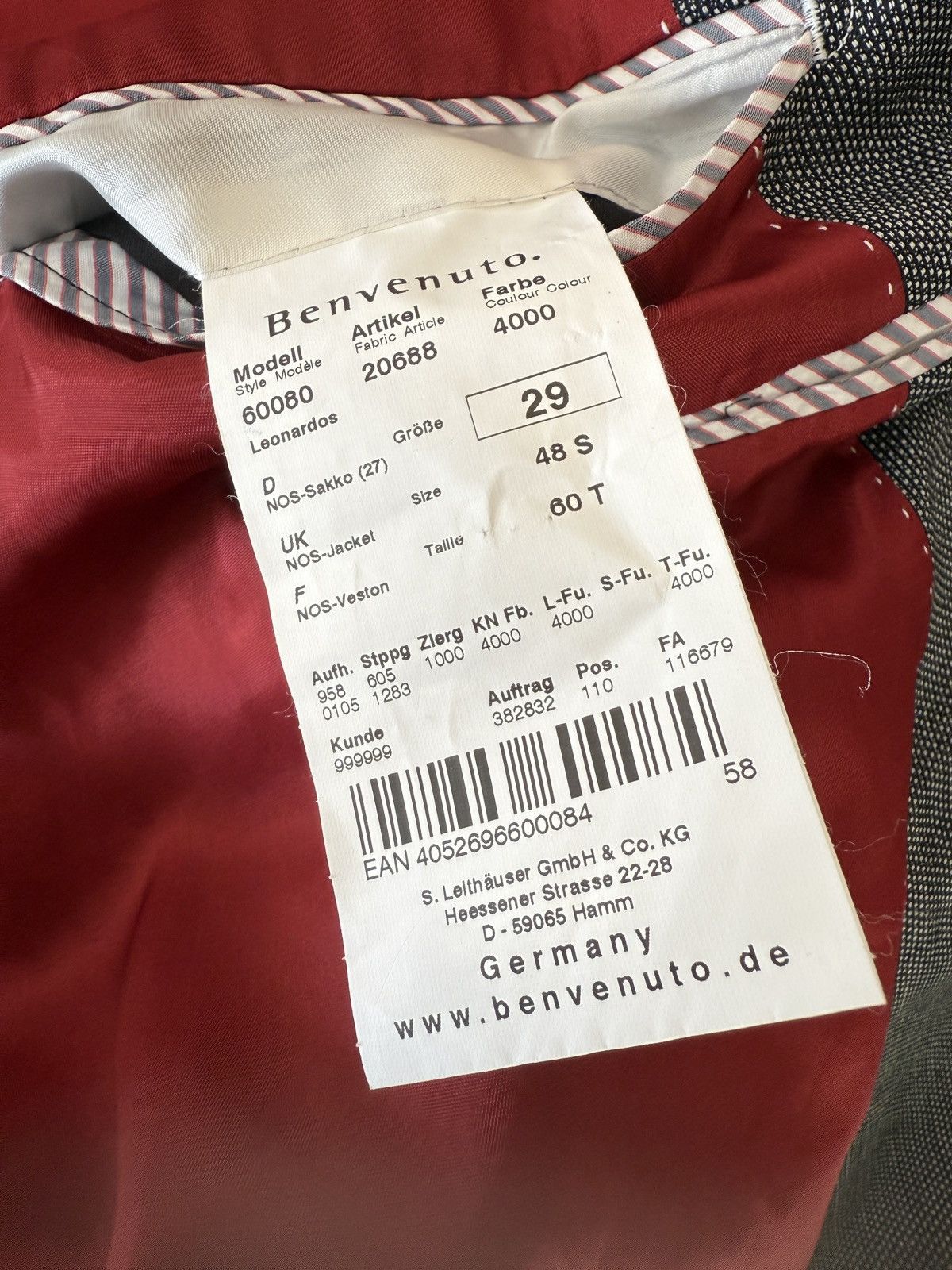 BENVENUTO. Benvenuto grey suit wool size.48S Size 48S - 6 Thumbnail