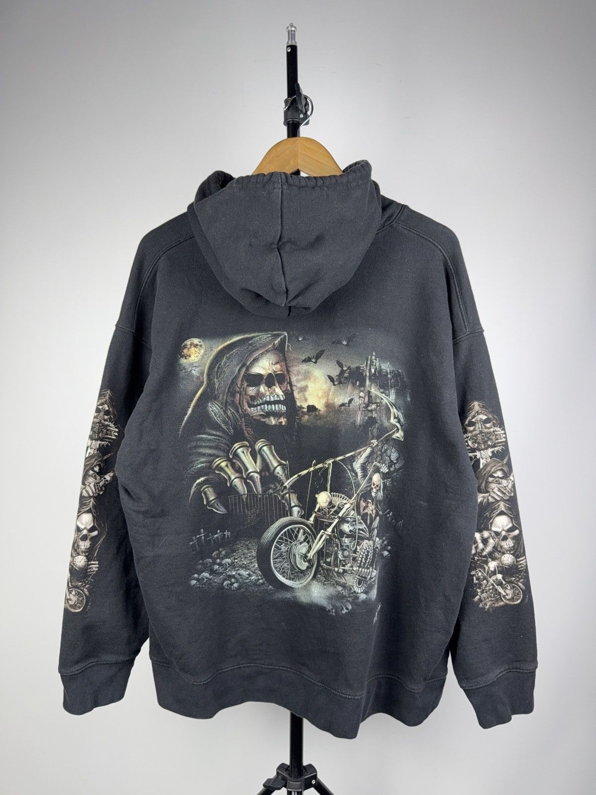 Harley Davidson Vintage 90s Faded Biker Death on Harley Logo Moto Hoodie Size US L / EU 52-54 / 3 - 9 Thumbnail
