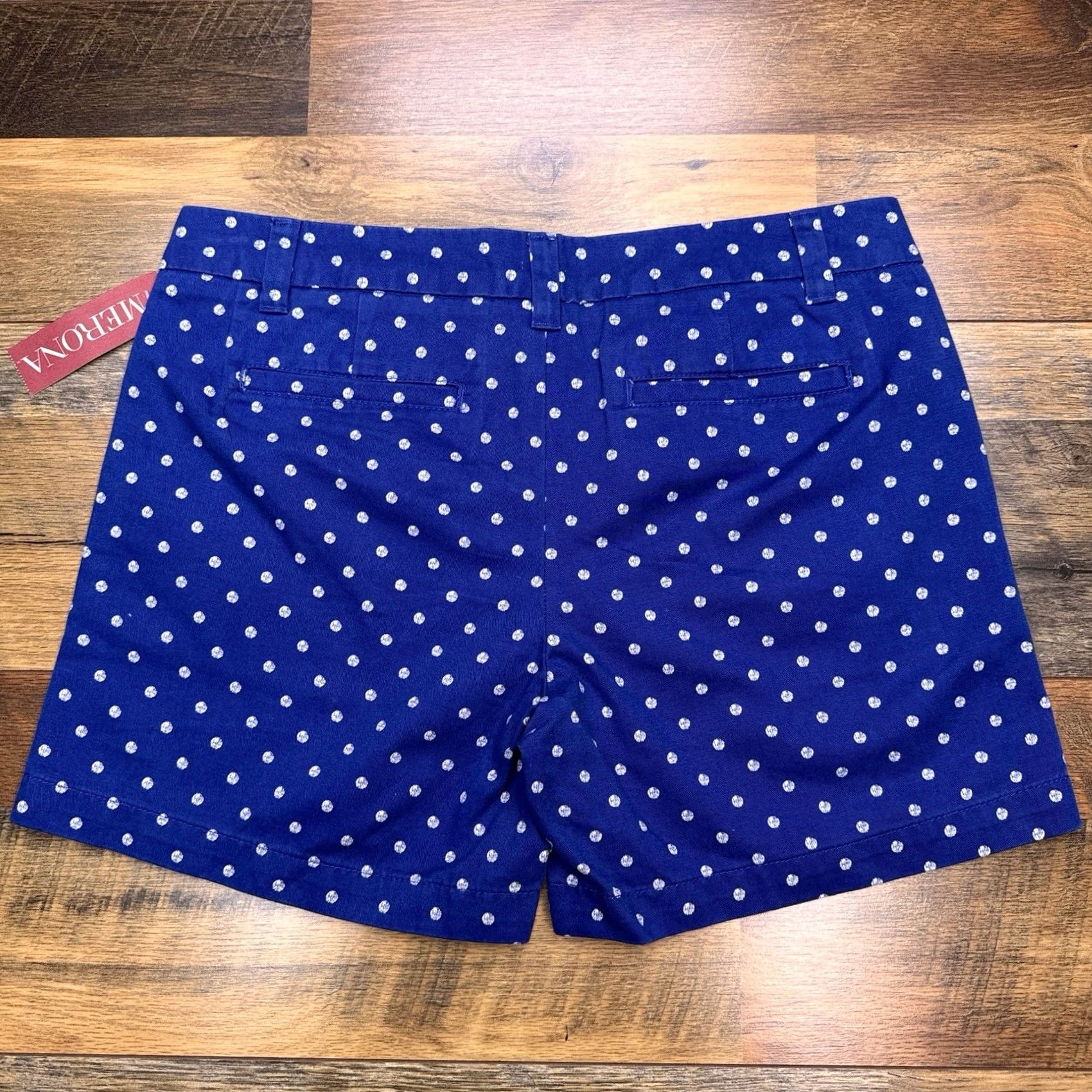 Merona Merona Polka Dot Shorts Womens 4 Blue Mid Rise New Size 27" / US 4 / IT 40 - 2 Thumbnail