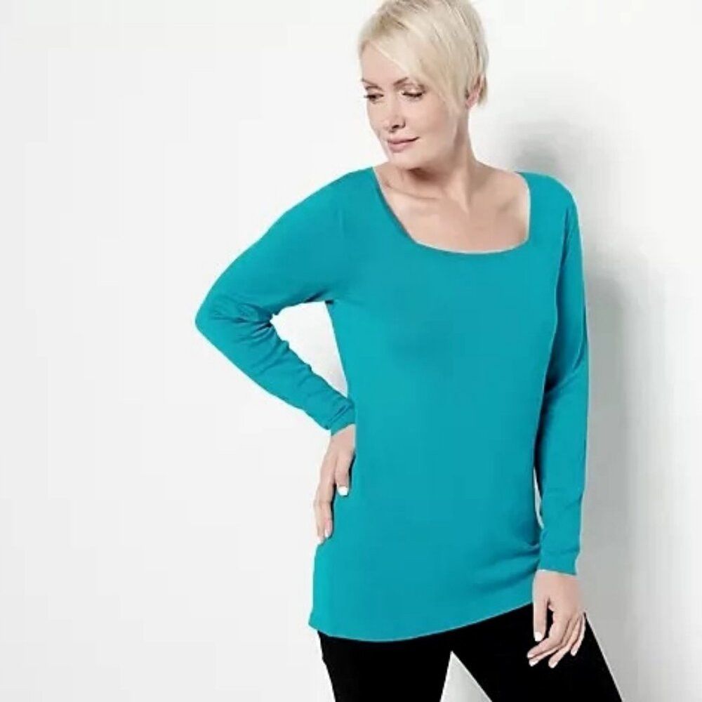 Other Belle by Kim Gravel Feather Knit Square Neck Sweater A46859 Size L / US 10 / IT 46 - 1 Thumbnail