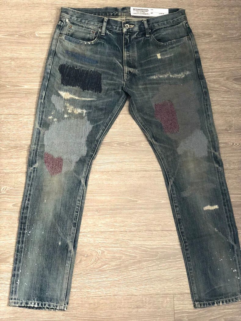 Neighborhood NEIGHBORHOOD Blue Distressed Jeans Size US 32 / EU 48 - 1 Thumbnail