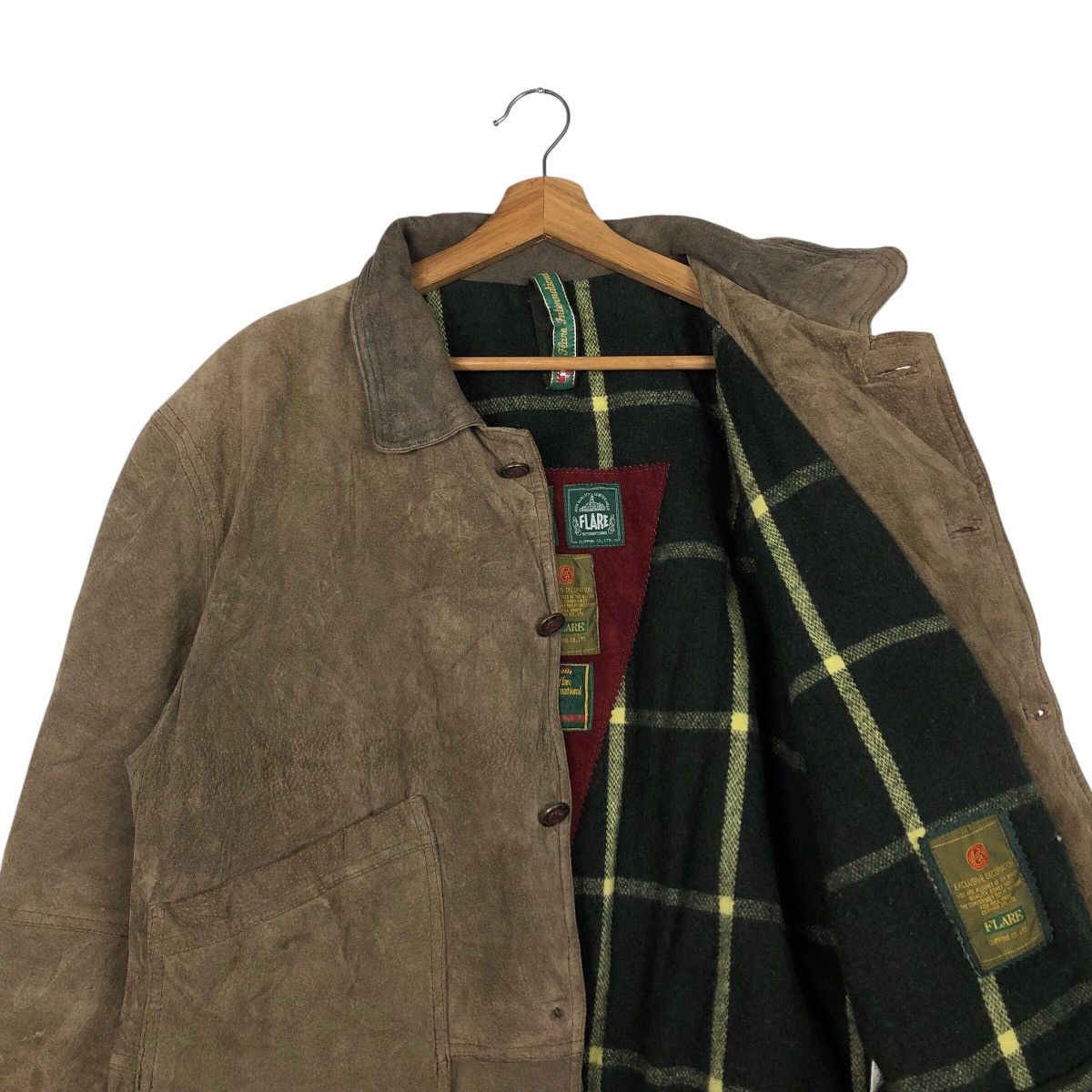 Issey Miyake 📌Vintage Genuine Leather Jacket Flare Blanket Tartan Design Size US M / EU 48-50 / 2 - 13 Thumbnail