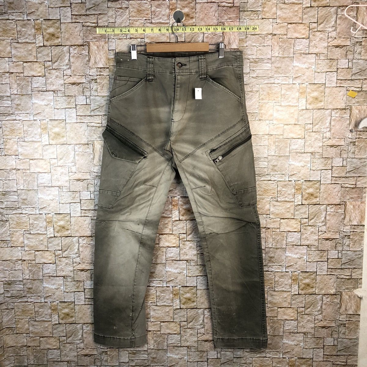 Genba Grey faded tactical Cargo Multipocket Pants #A1148
