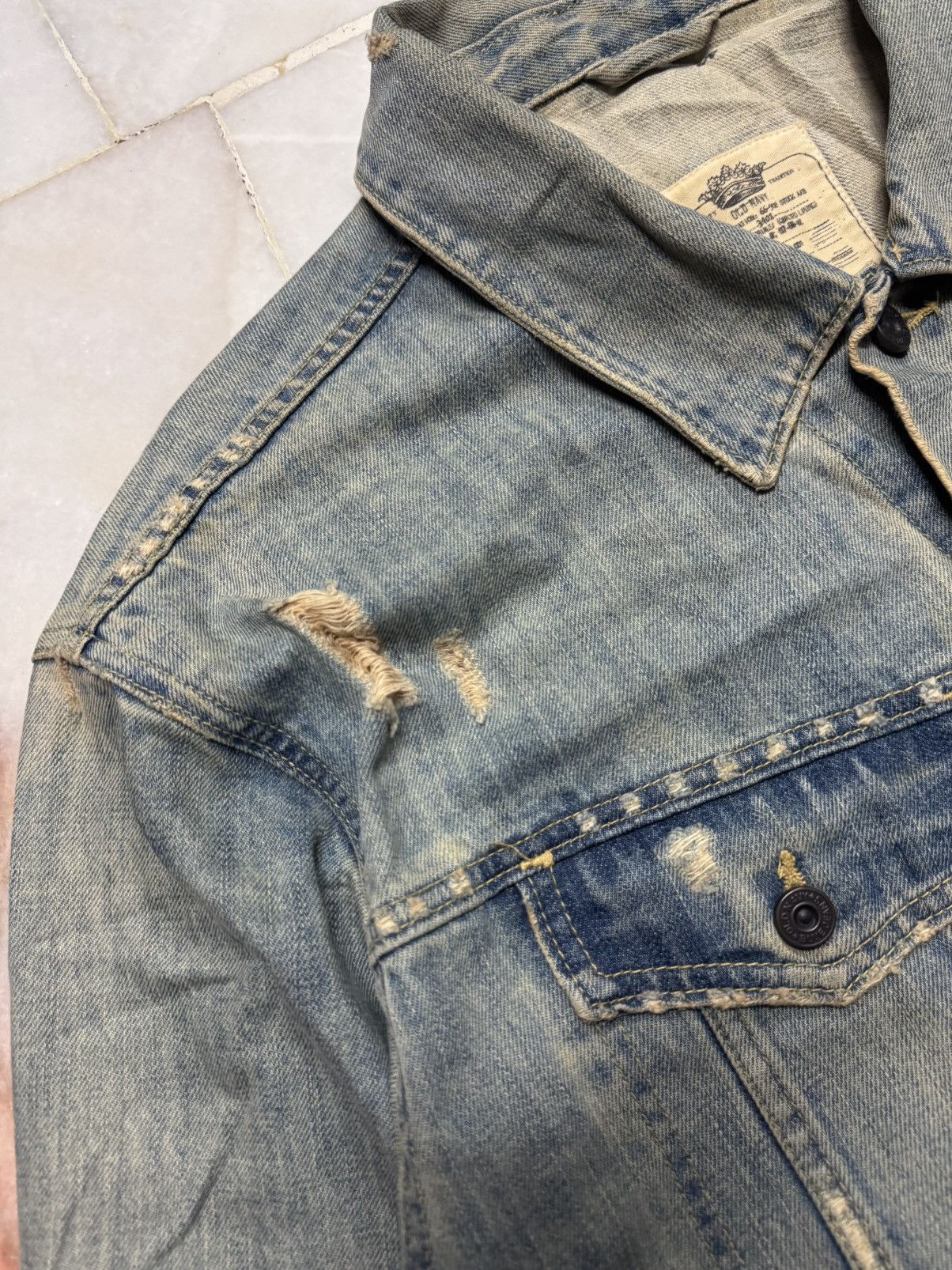 If Six Was Nine 💥GRUNGE💥90s STYLE OLD NAVY DISTRESSED MUDWASH POCKET DENIM Size US XXL / EU 58 / 5 - 8 Thumbnail