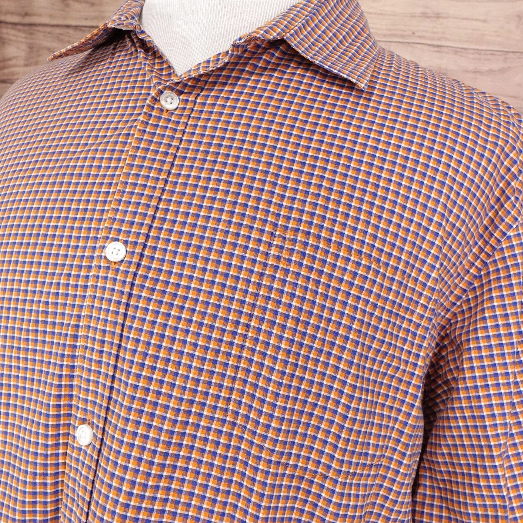 Liz Claiborne VINTAGE Claiborne Shirt Mens 2XL Long Sleeve Casual Cotton Plaid Button-Up Orange Blue Size US XXL / EU 58 / 5 - 2 Thumbnail