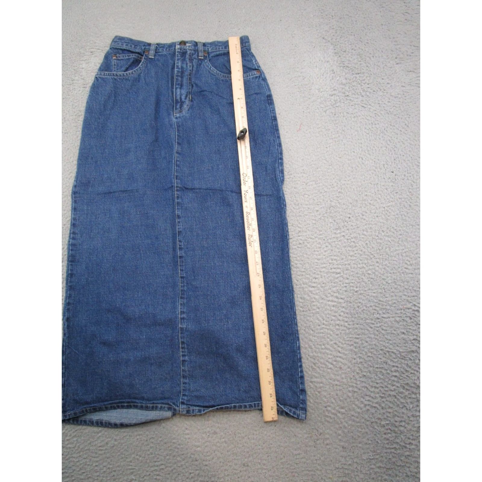 Vintage VINTAGE St Johns Bay Blue Denim Maxi Skirt Size 8M Jean Back Slit Cottage Y2K Size 30" / US 8 / IT 44 - 6 Thumbnail