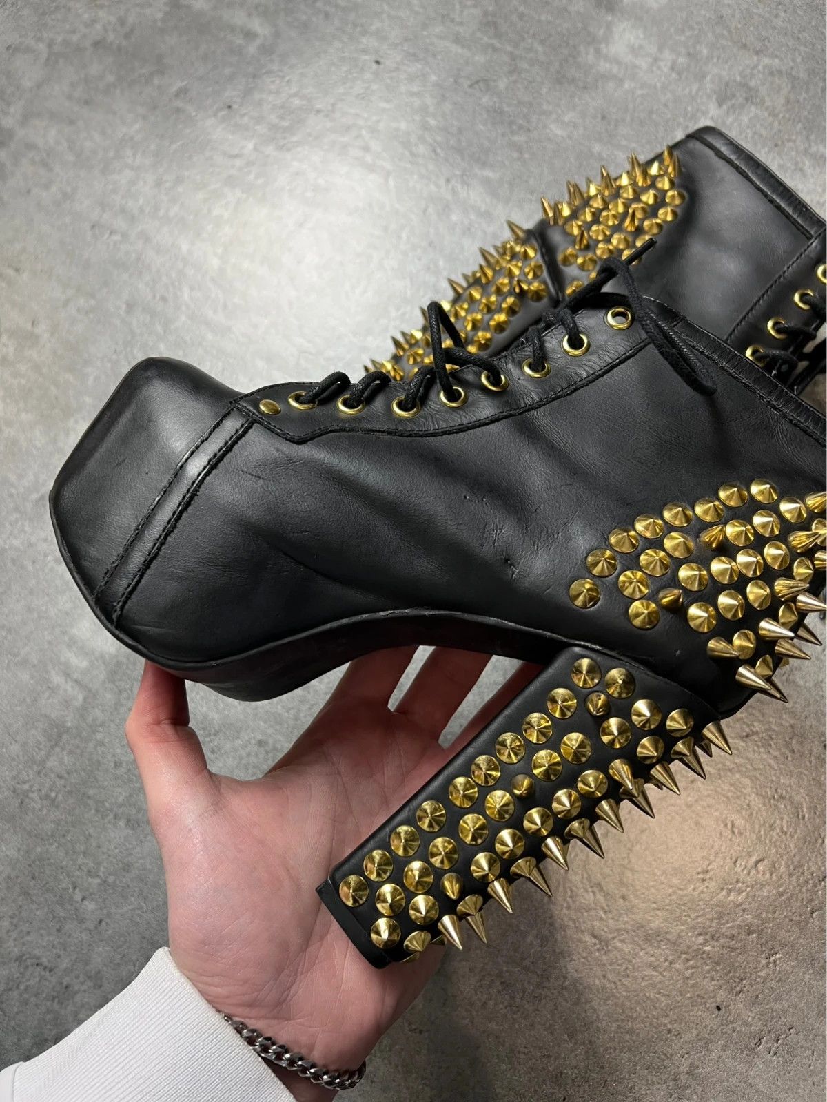 Vintage rare avant gard jeffrey campbell punk platform studded shoes Size US 4.5 / IT 34.5 - 4 Thumbnail