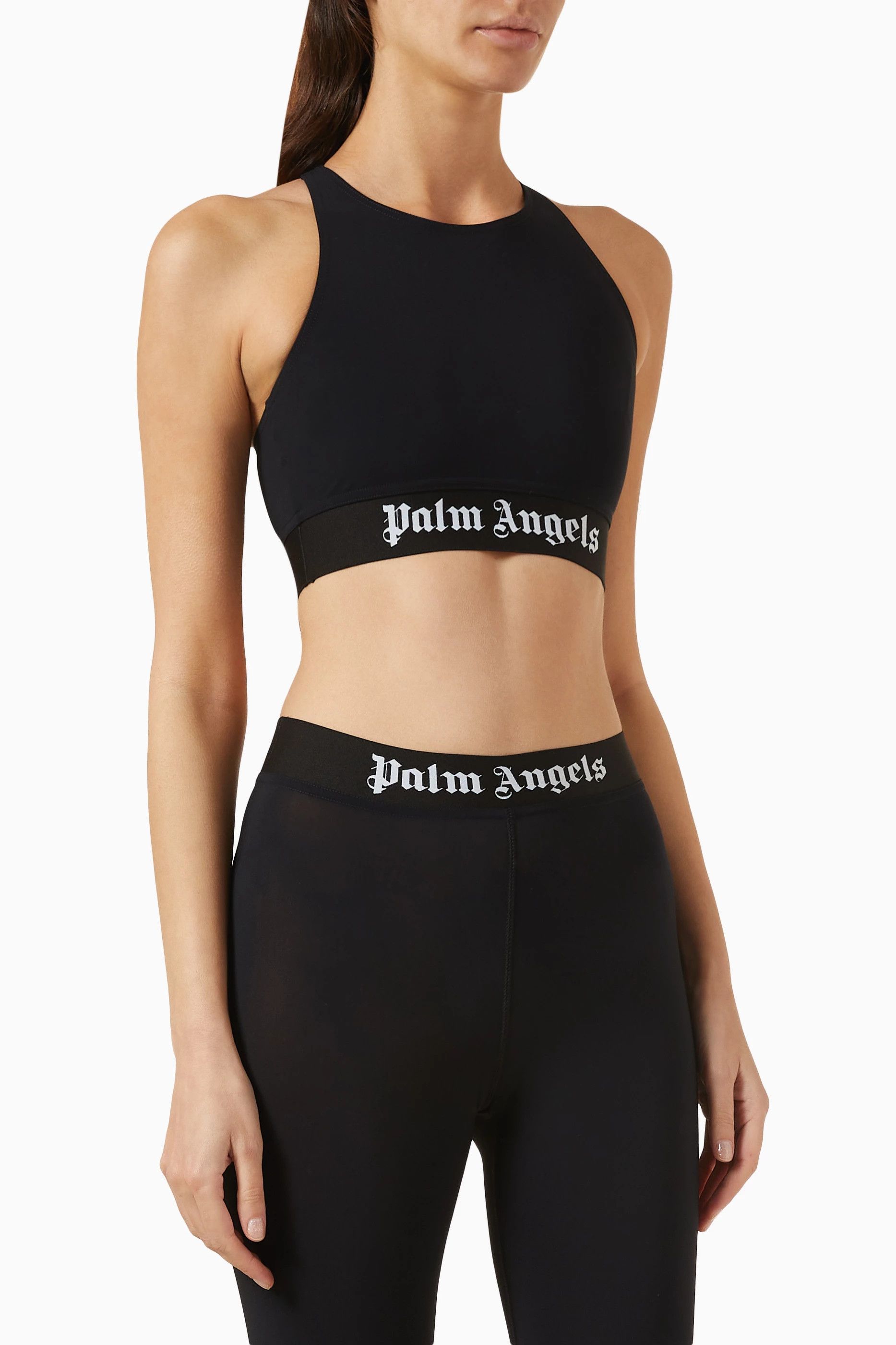 Palm Angels o1s22i1n0824 Size: S / Branded Band Sport Bra in Black Size ONE SIZE - 1 Thumbnail