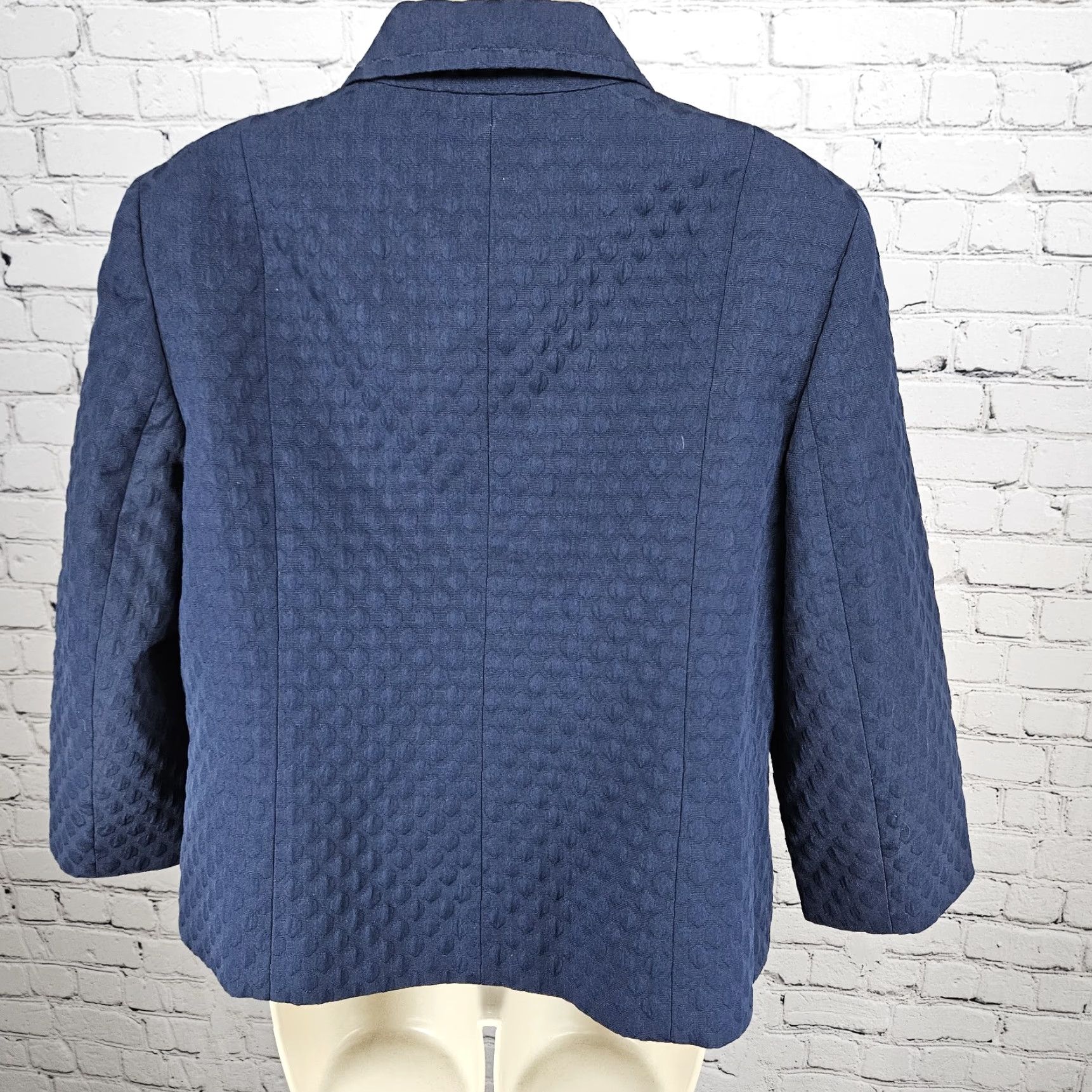 Talbots Talbots Jacket Women Short 3/4 Sleeve Lined Collared Buttoned Cropped Navy Blue 14 Classic Preppy Size XL / US 12-14 / IT 48-50 - 2 Thumbnail