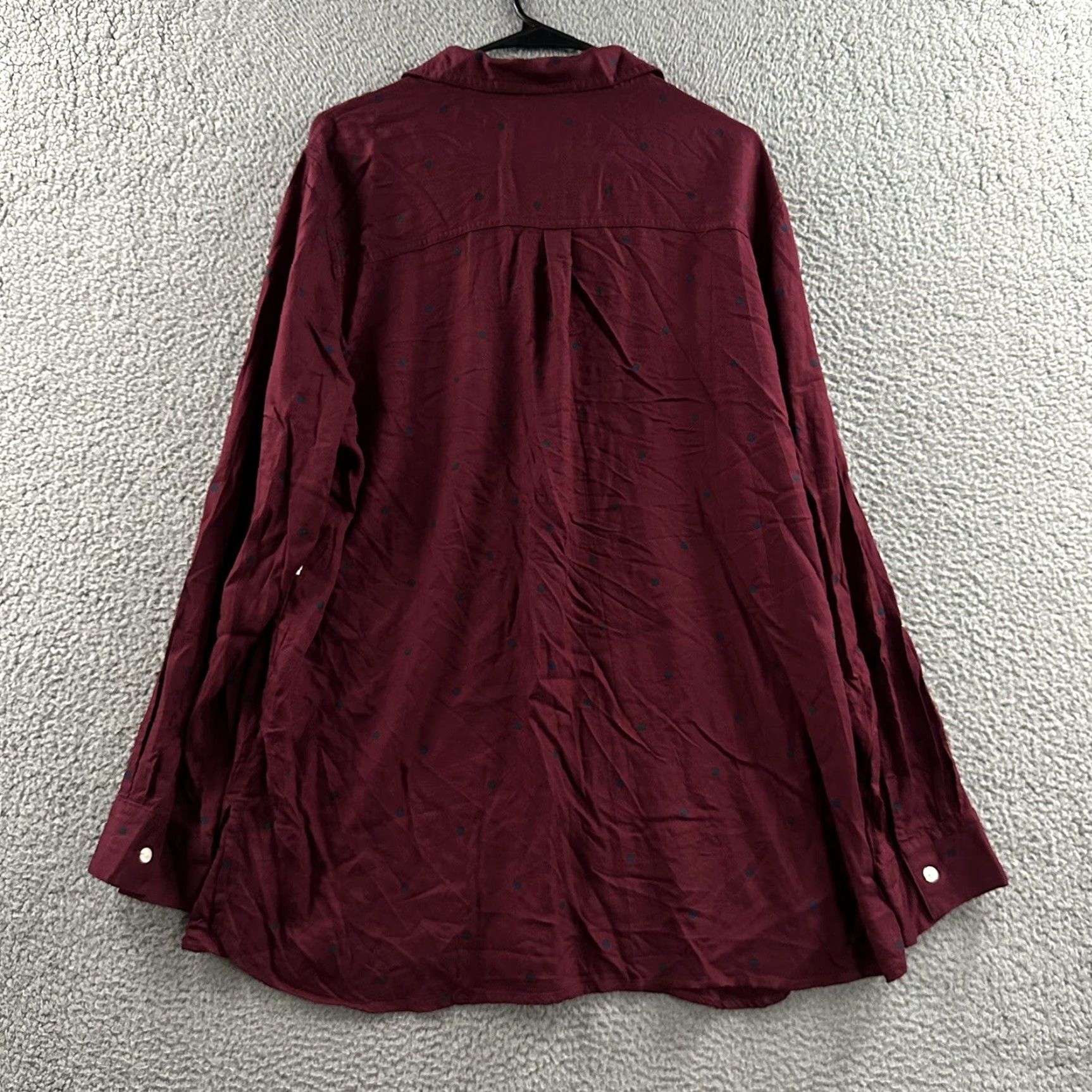 Old Navy Old Navy Women Top XL Tunic Length Red Blue Multicolor Polka Dot Long Sleeve 100% Rayon Button-Up Size XL / US 12-14 / IT 48-50 - 6 Thumbnail
