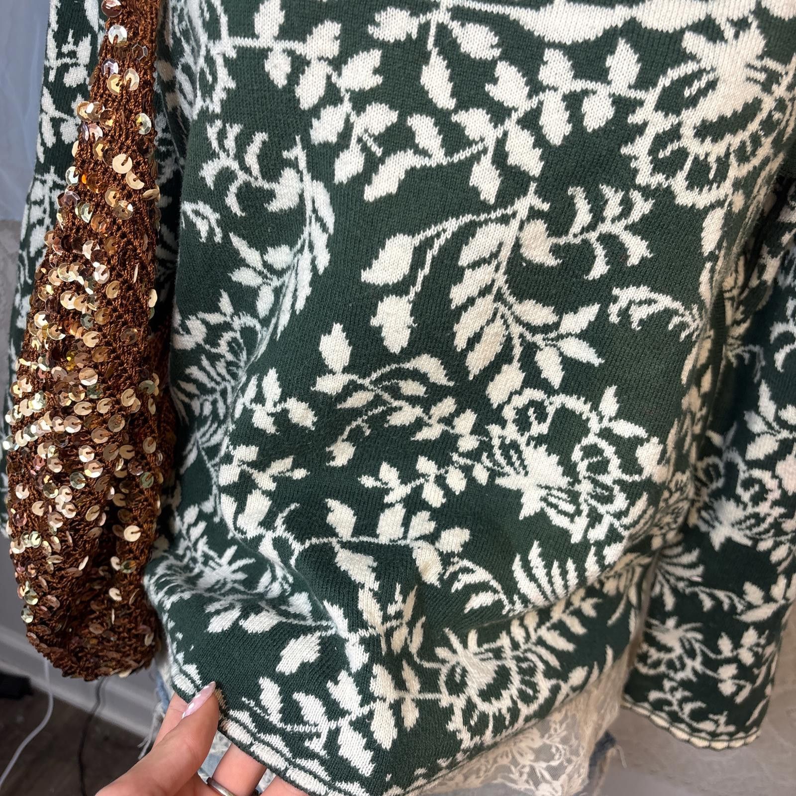 Orvis vintage cozy soft green floral sweater Size S / US 4 / IT 40 - 2 Thumbnail