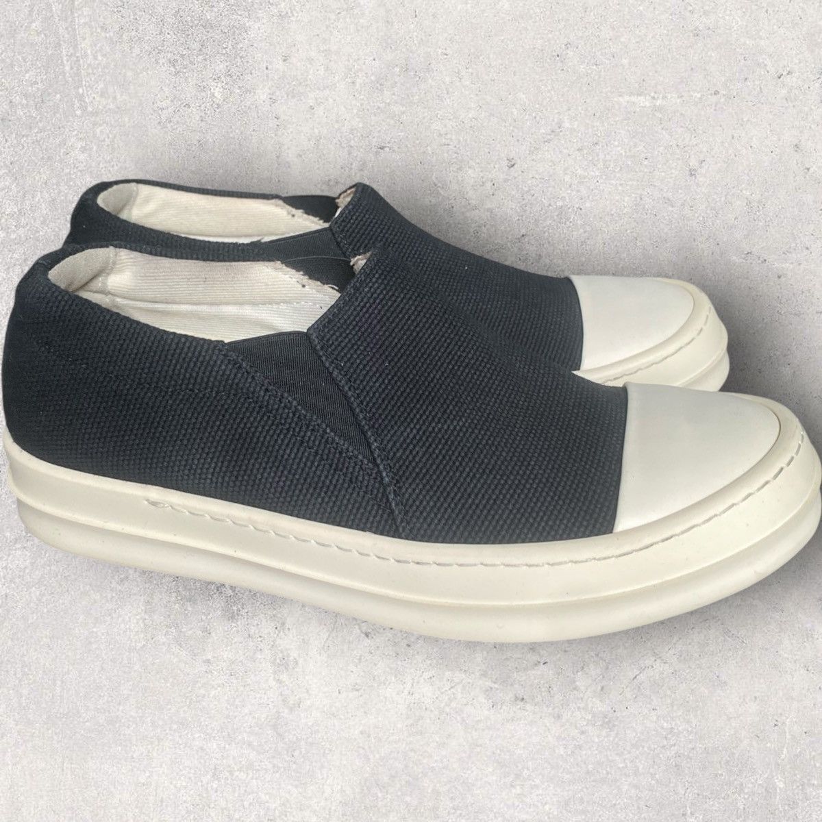 Rick Owens Black Canvas Boat Slip On Size US 5.5 / IT 35.5 - 2 Thumbnail