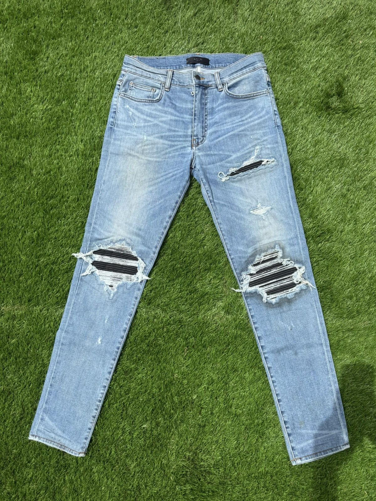 Amiri Jeans MX1 blue black patch