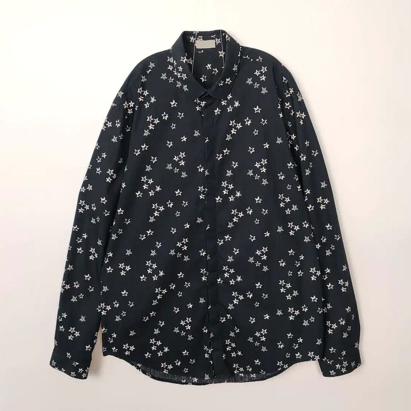Dior Dior Black Cotton Star Print Shirt for Men 0089 Size US L / EU 52-54 / 3 - 1 Thumbnail